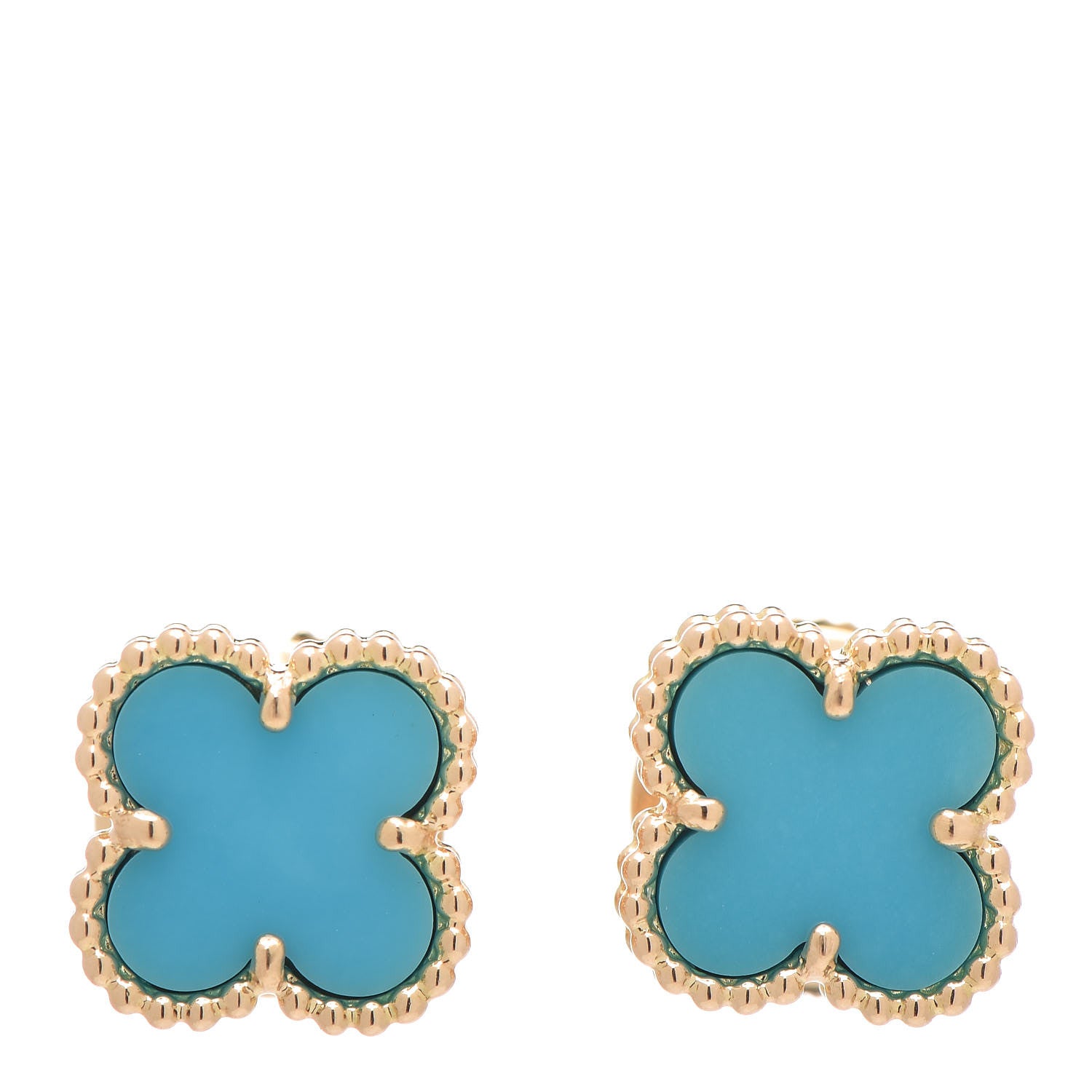 Van Cleef Arpels 18K Yellow Gold Turquoise Sweet Alhambra