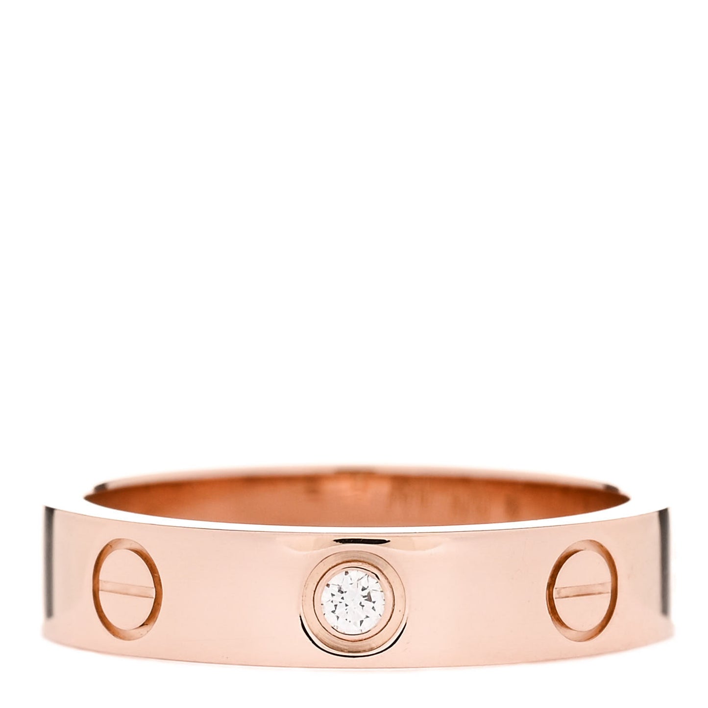 18K Pink Gold Diamond 4mm LOVE Wedding Band Ring 49 4.75