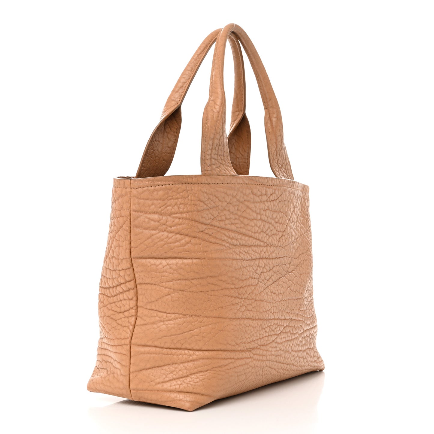 Stamped Calfskin Logo Patch Top Handle Tote Natural