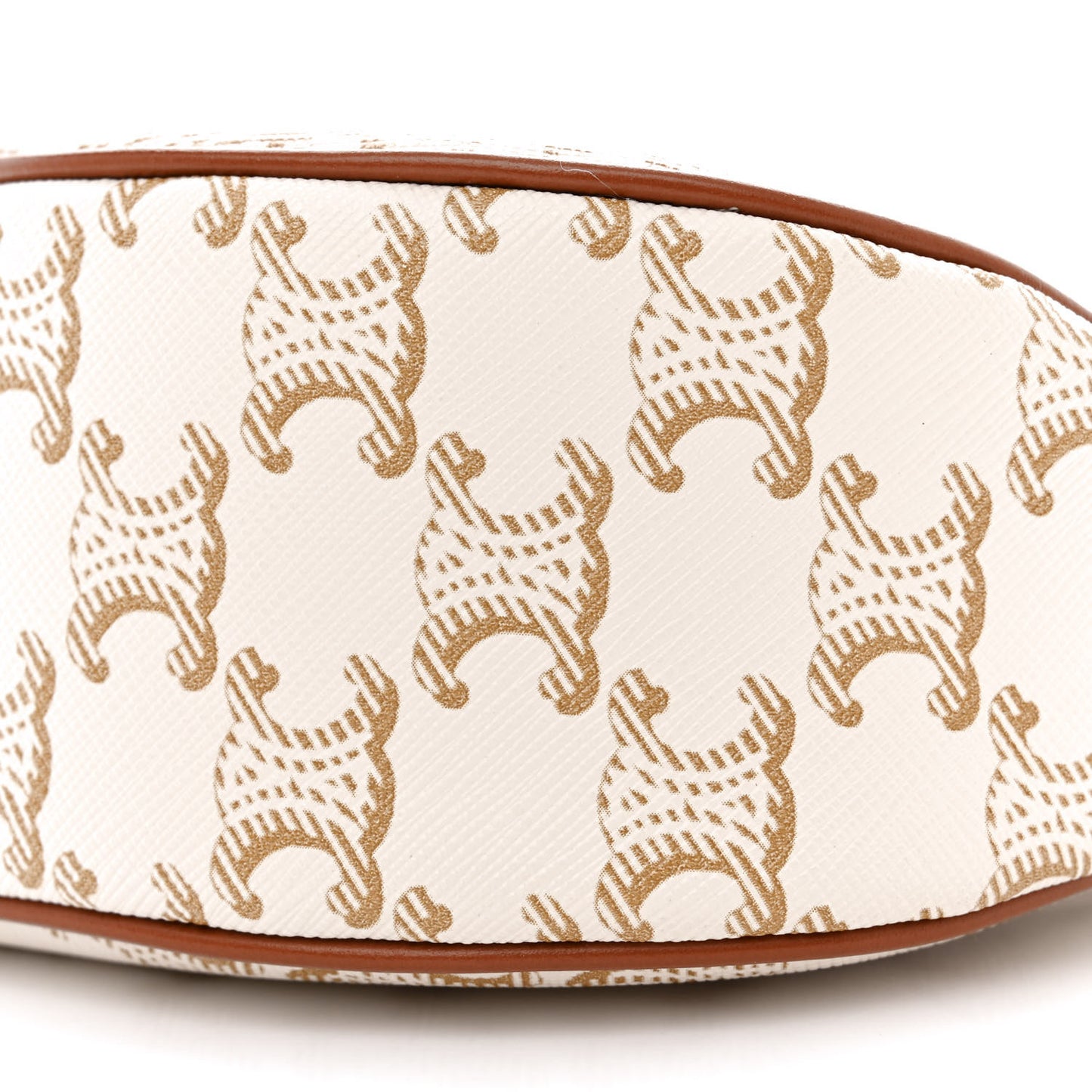 Canvas Calfskin Ava Triomphe Shoulder Bag White