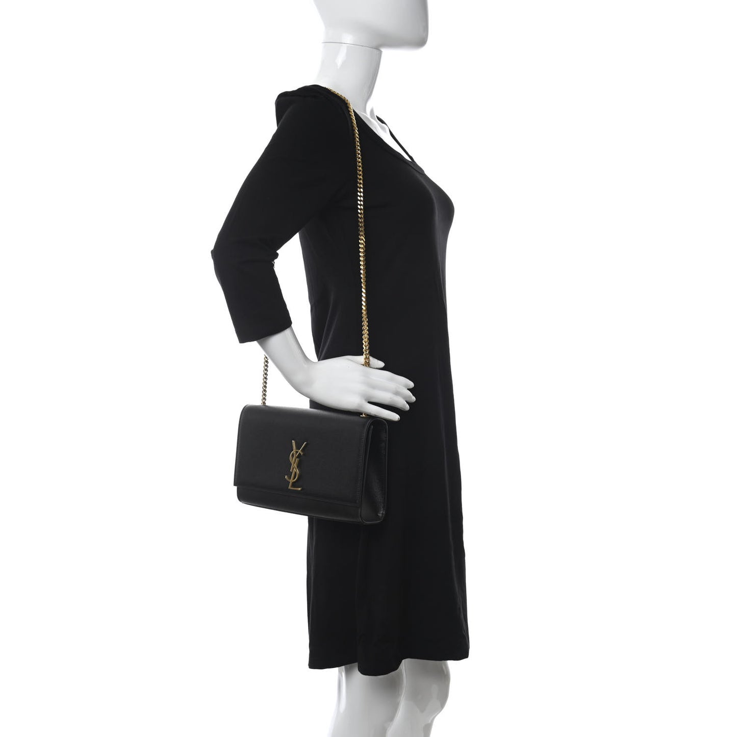 Grain De Poudre Medium Classic Monogram Kate Satchel Black