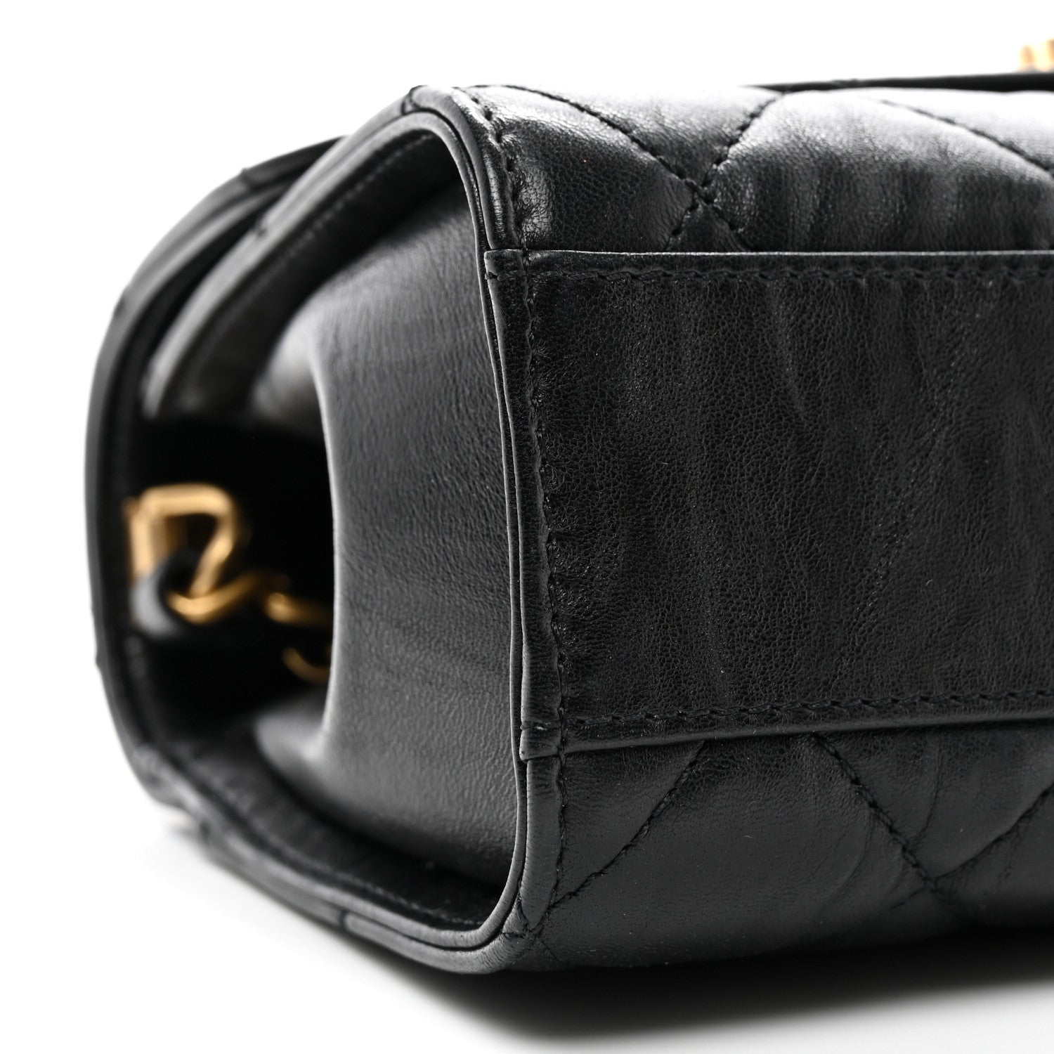 Chanel Crumpled Lambskin Quilted Mini CC Links Top Handle Flap Black 9 of 10
