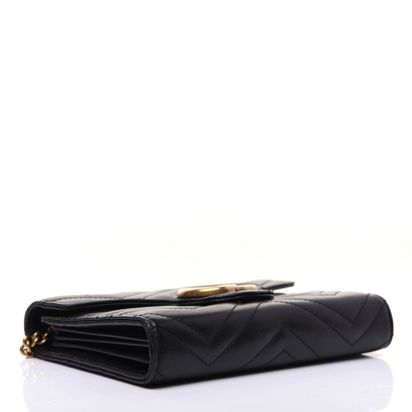 Calfskin Matelasse GG Marmont Chain Wallet Black