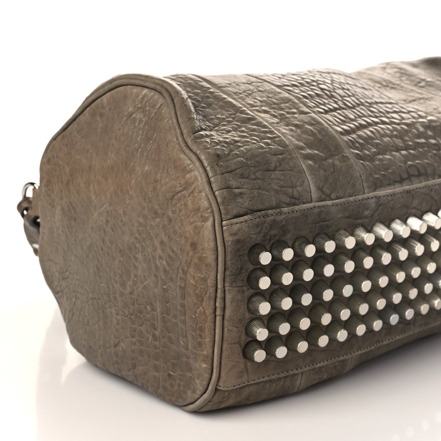 Pebbled Lambskin Rocco Grey Silver Hardware