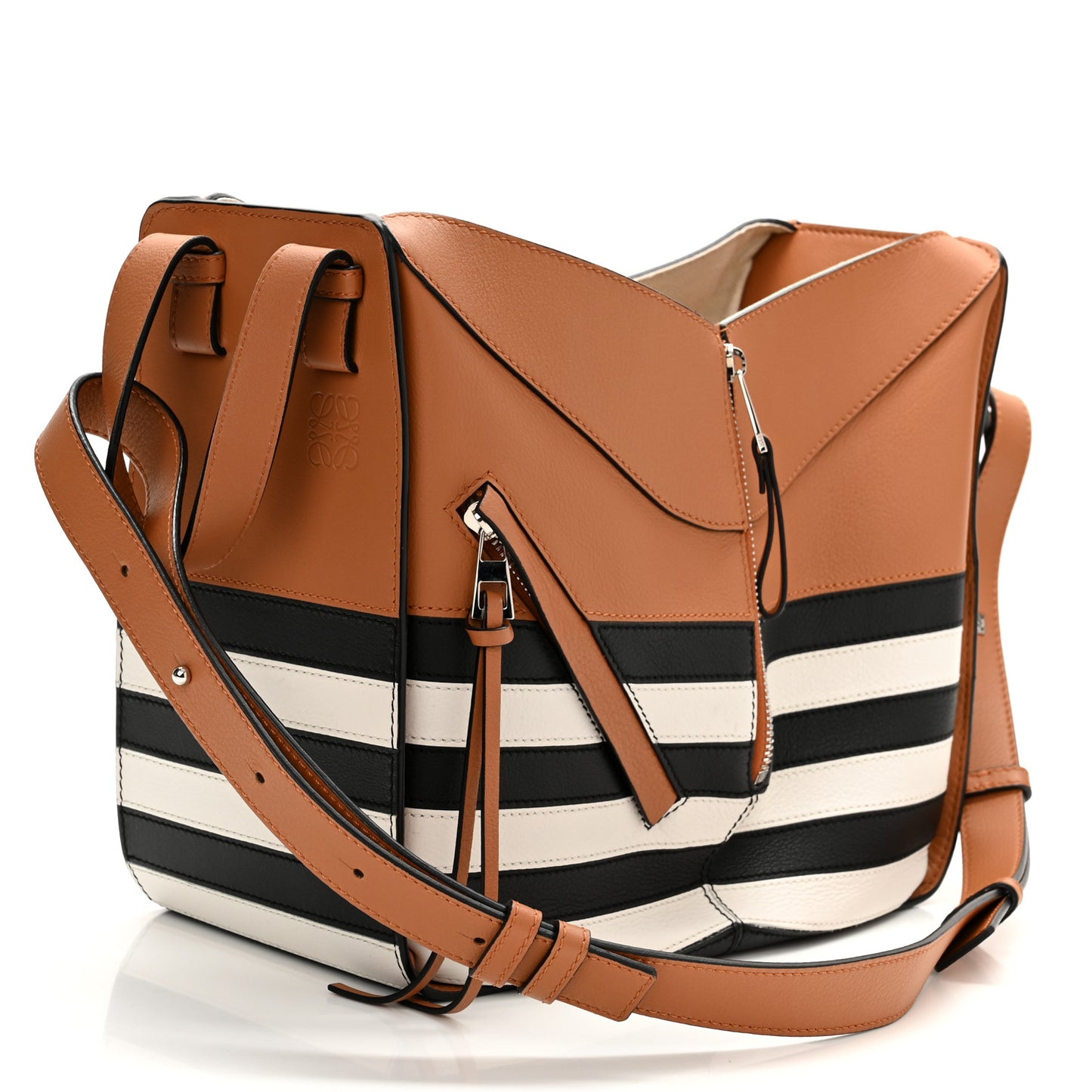 Calfskin Marine Stripe Small Hammock Shoulder Bag Tan