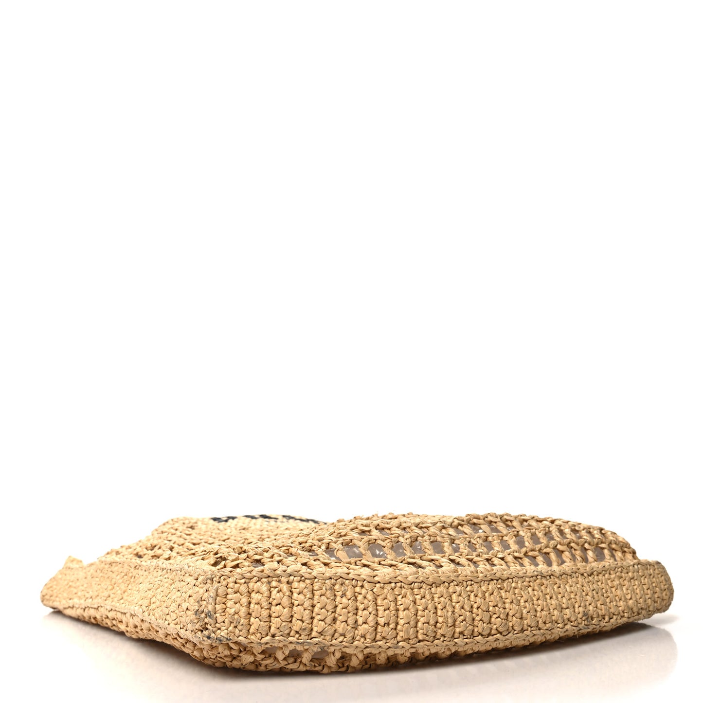 Yarn Raffia Effect Crochet Logo Embroidered Tote Bag Naturale