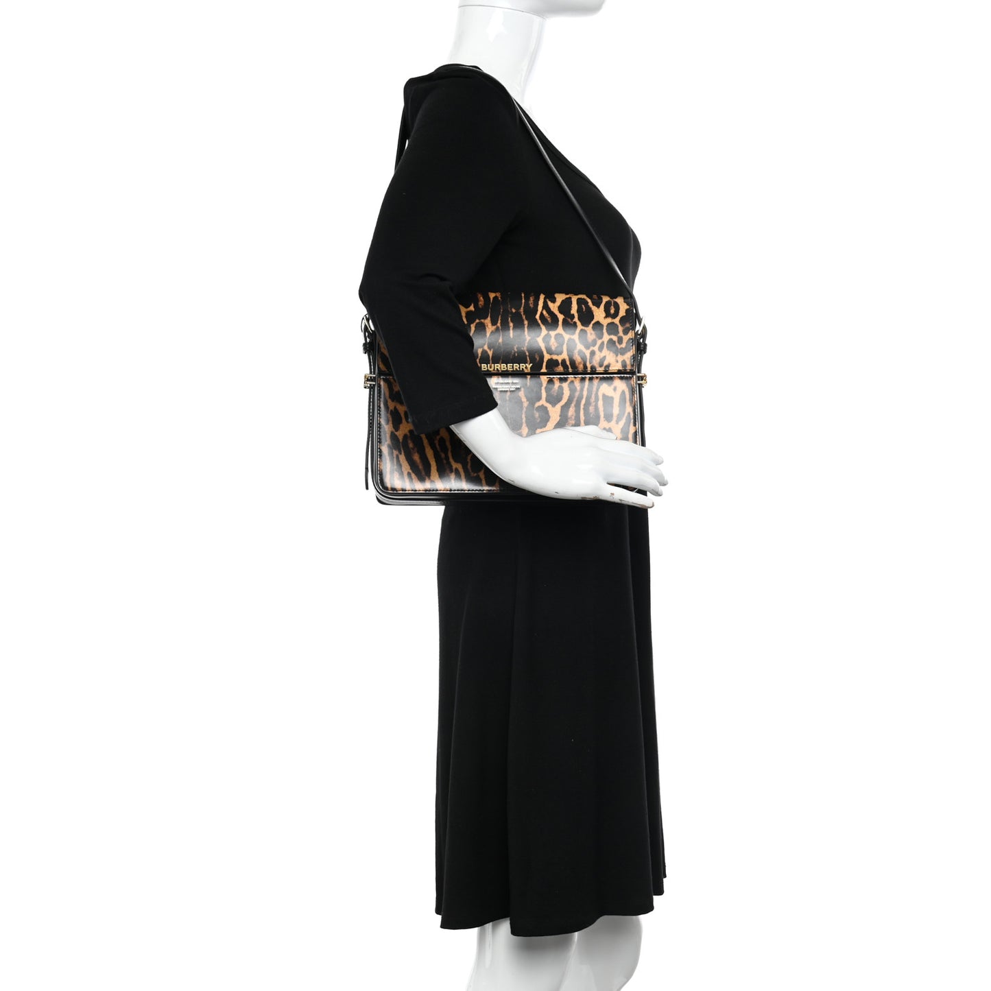 Calfskin Leopard Large Grace Bag Dark Mustard