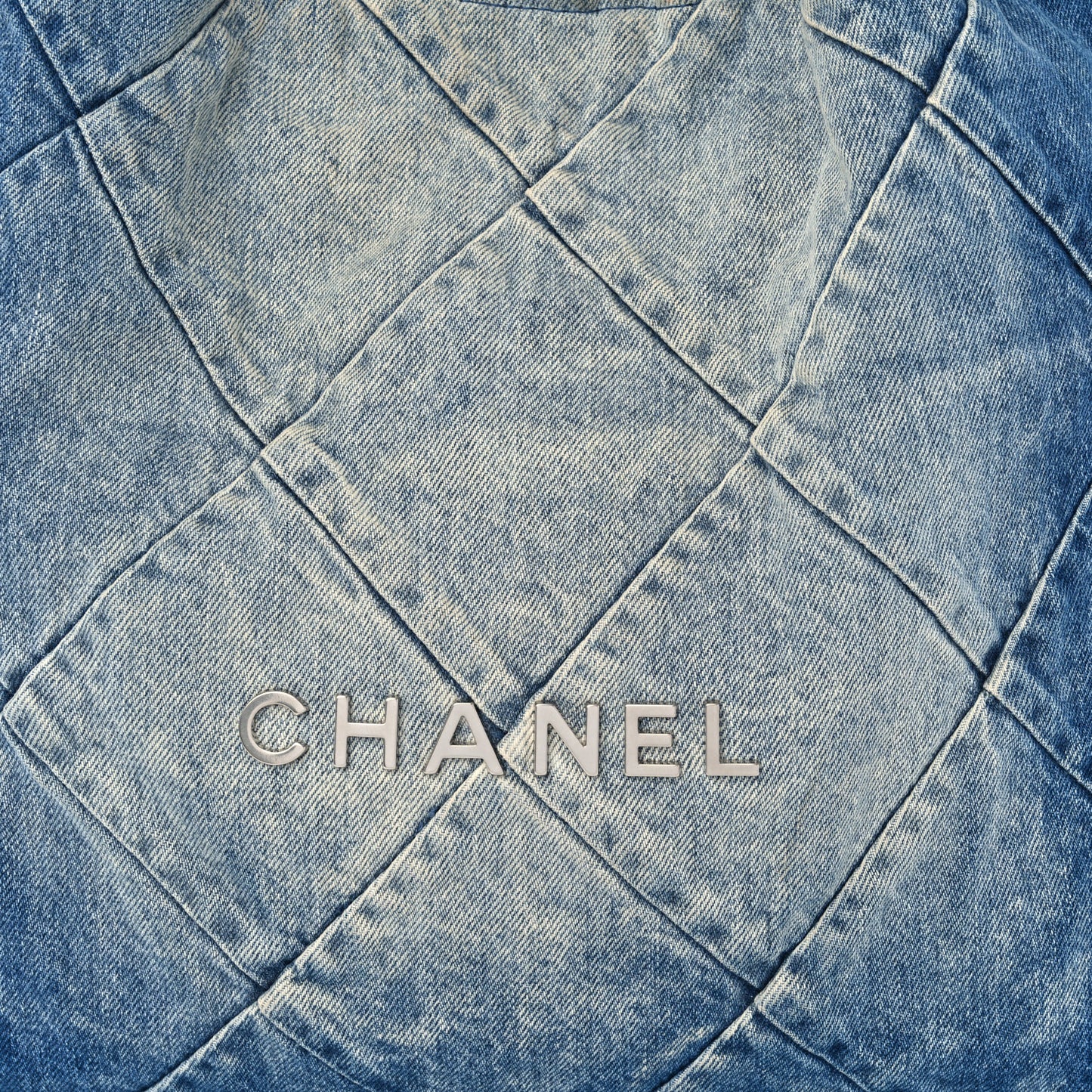Denim Quilted Chanel 22 Blue