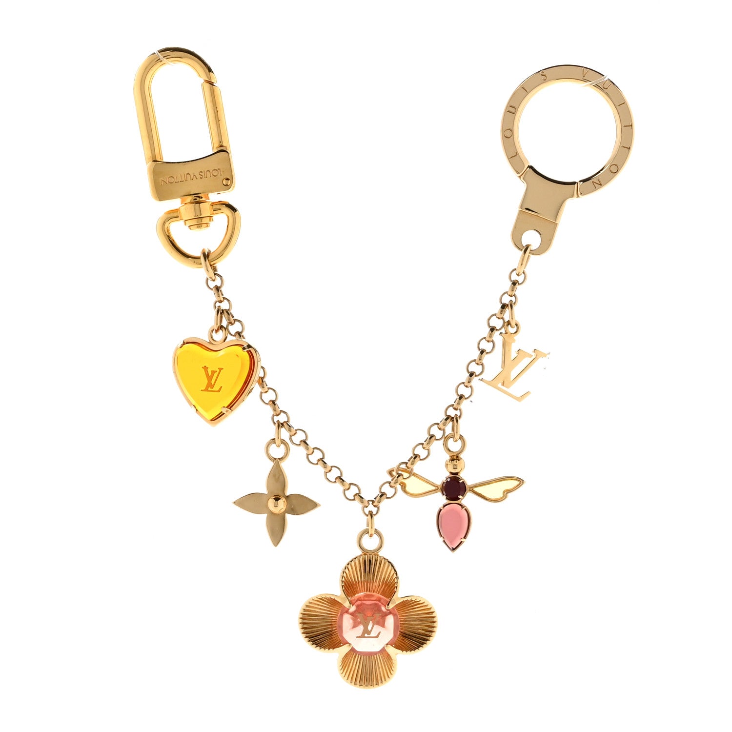 Louis Vuitton ゴールド フラワーチャーム Louis Vuitton Bee Flower Chain Key Charm 1921372 – FASHIONPHILE