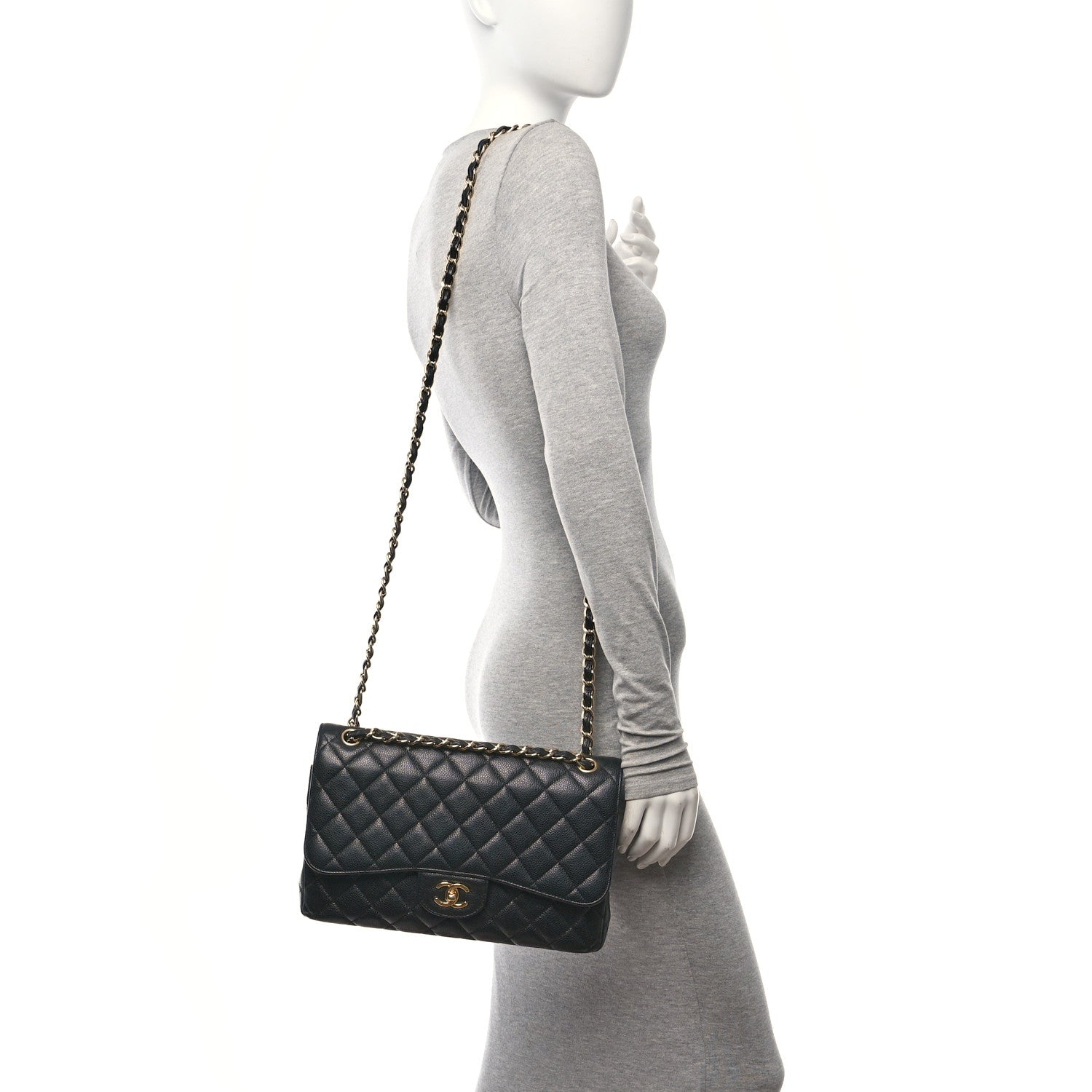 Chanel Caviar Quilted Jumbo Double Flap Black 2 of 15