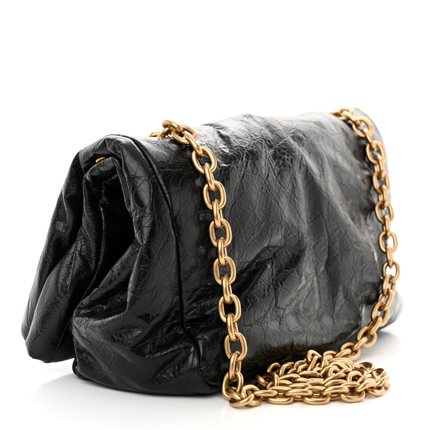 Arena Calfskin Small Monaco Chain Shoulder Bag Black