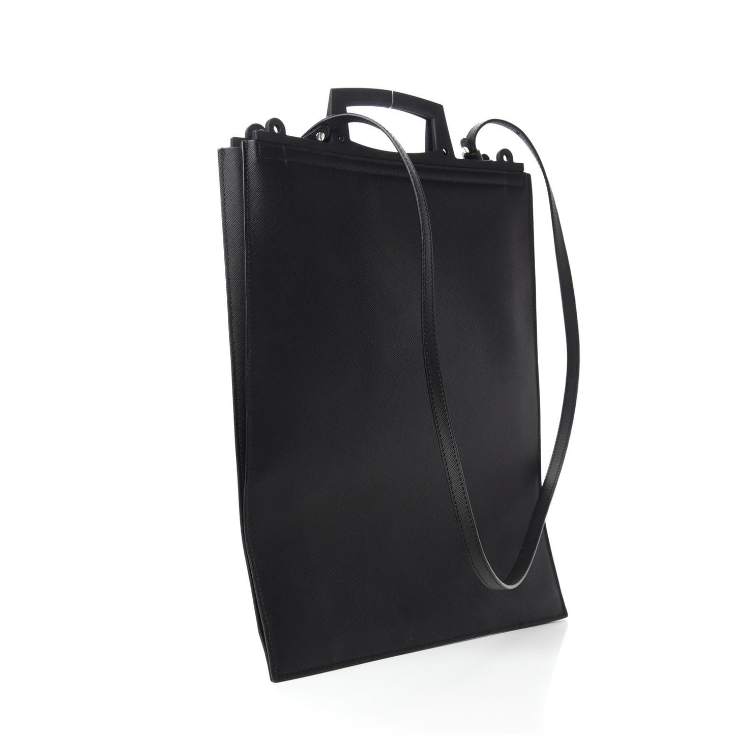 Textured Coated Canvas Logo Print Medium Rave Tote Black