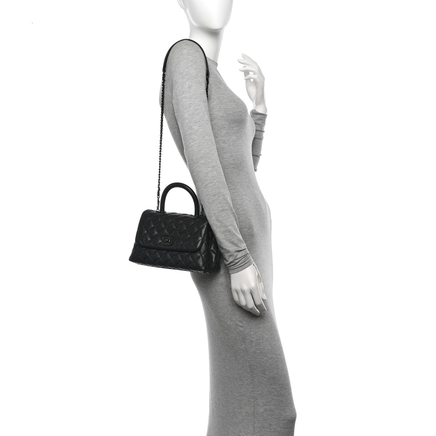 Caviar Quilted Mini Coco Handle Flap So Black
