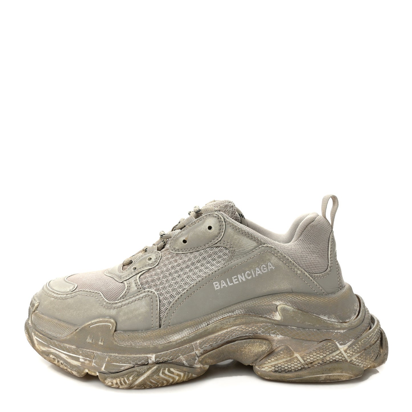Fabric Mesh Distressed Womens Triple S Sneakers 41 Beige