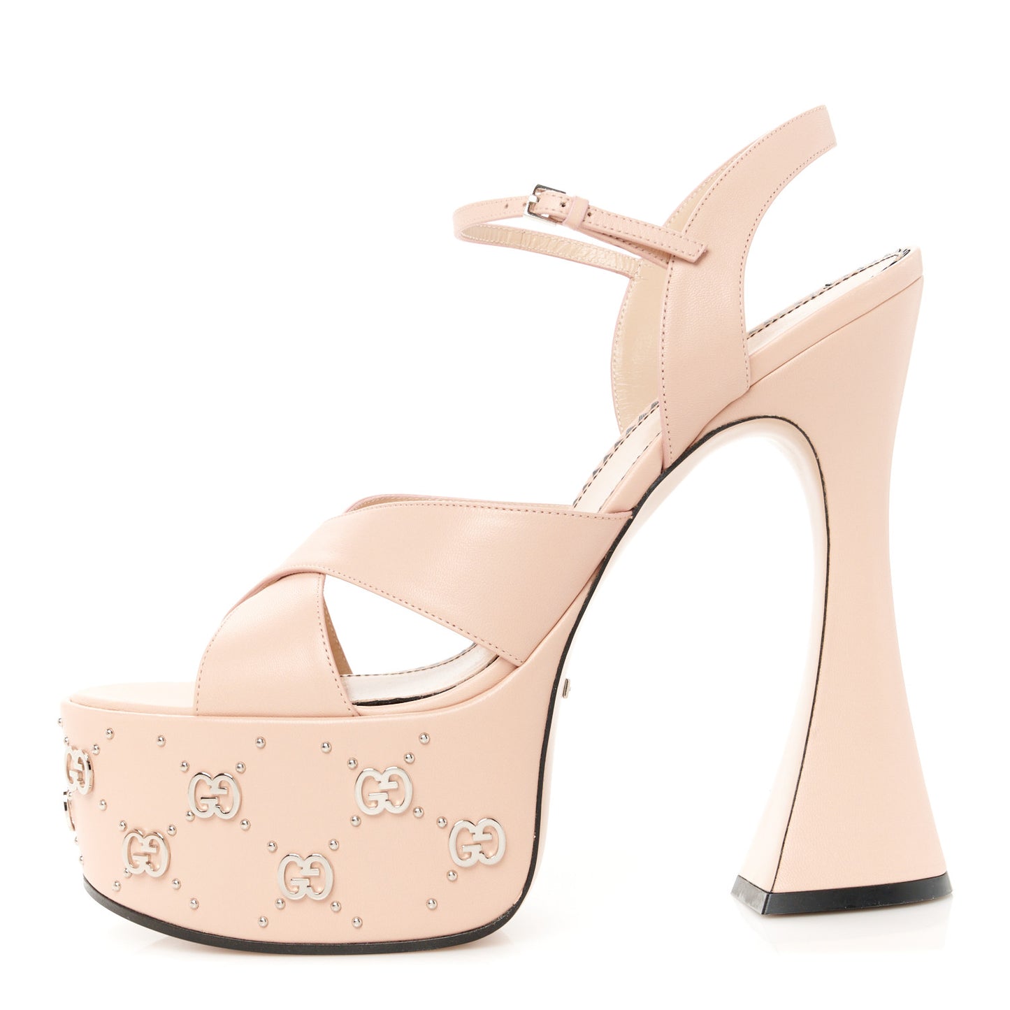 Malaga Kid Interlocking G Studs 155mm Platform Sandals 41 Perfect Pink