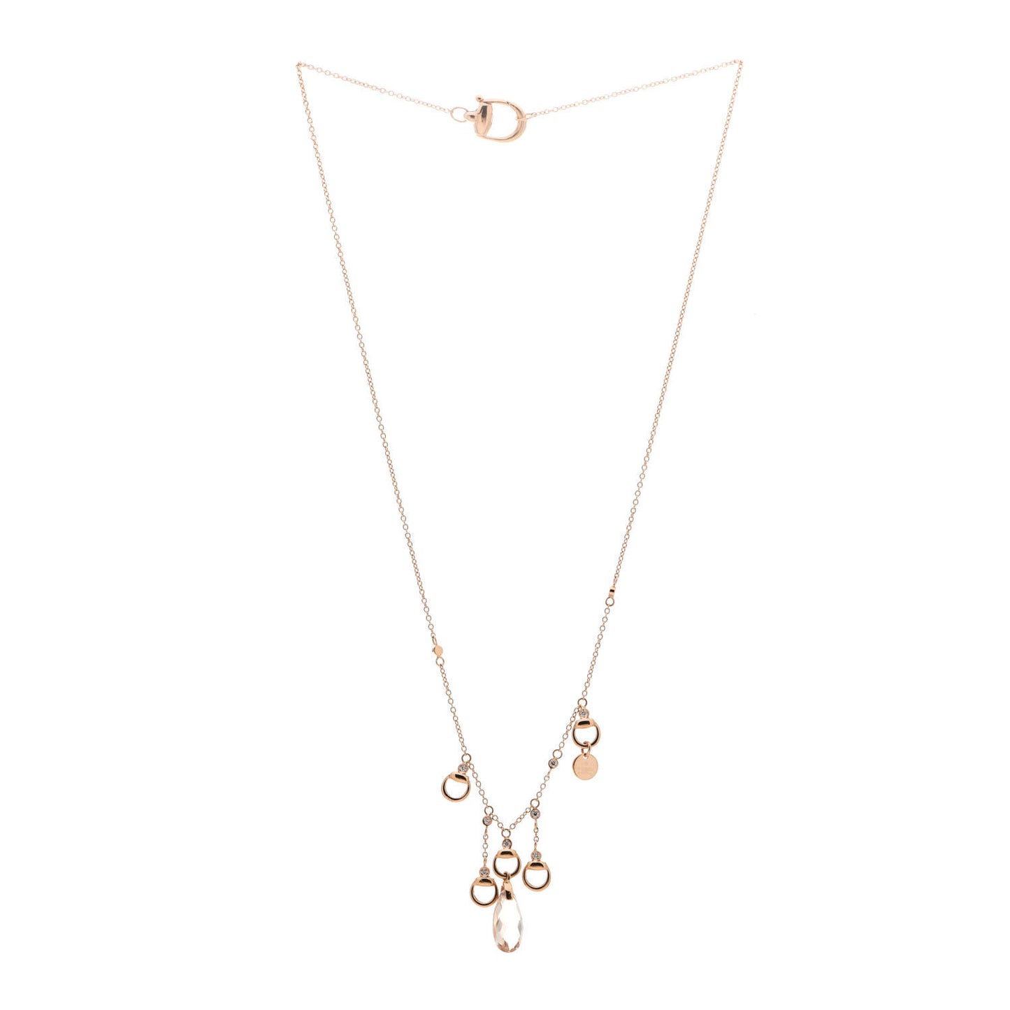 18K Rose Gold Diamond Topaz Horsebit Necklace