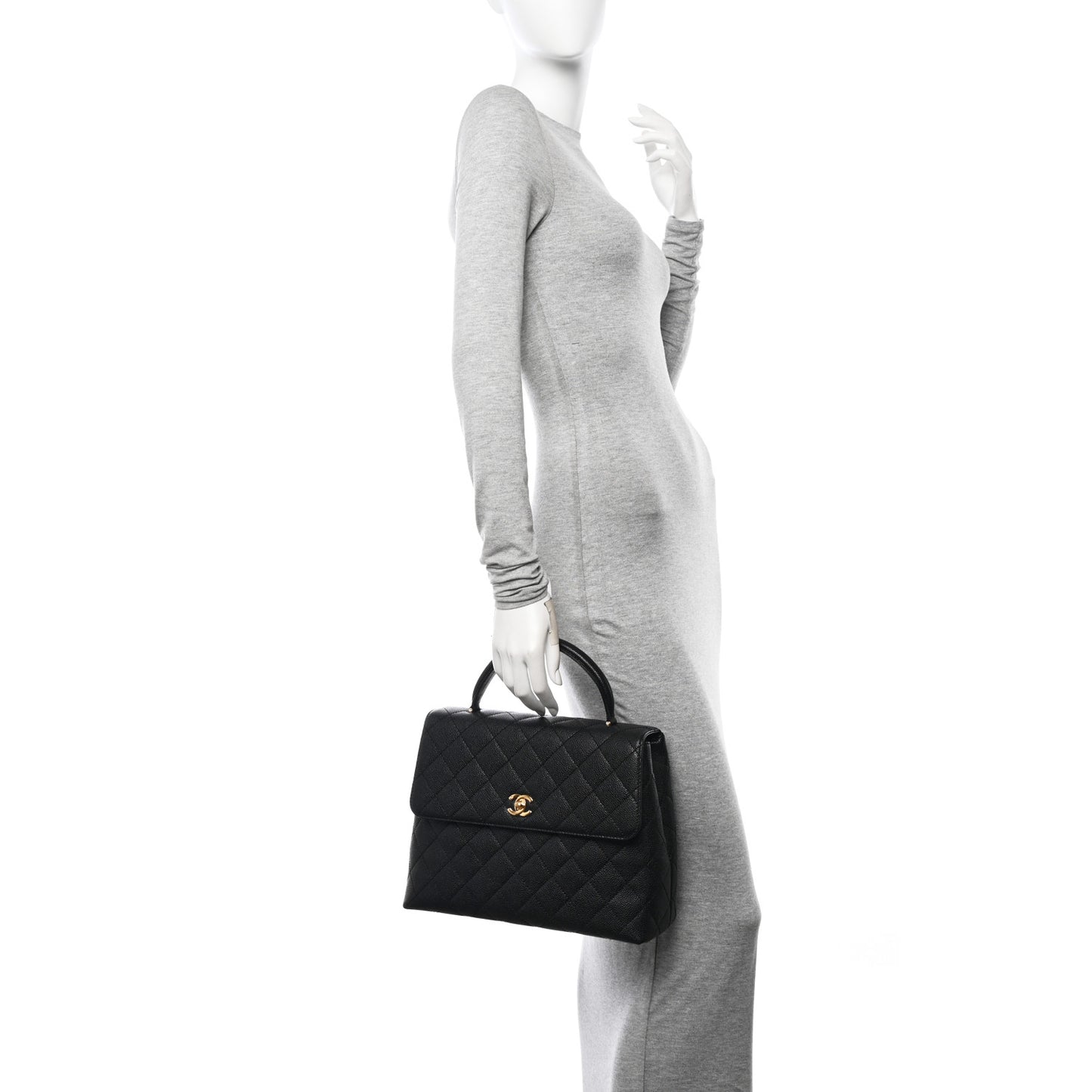 Caviar Quilted Jumbo Kelly Flap Black