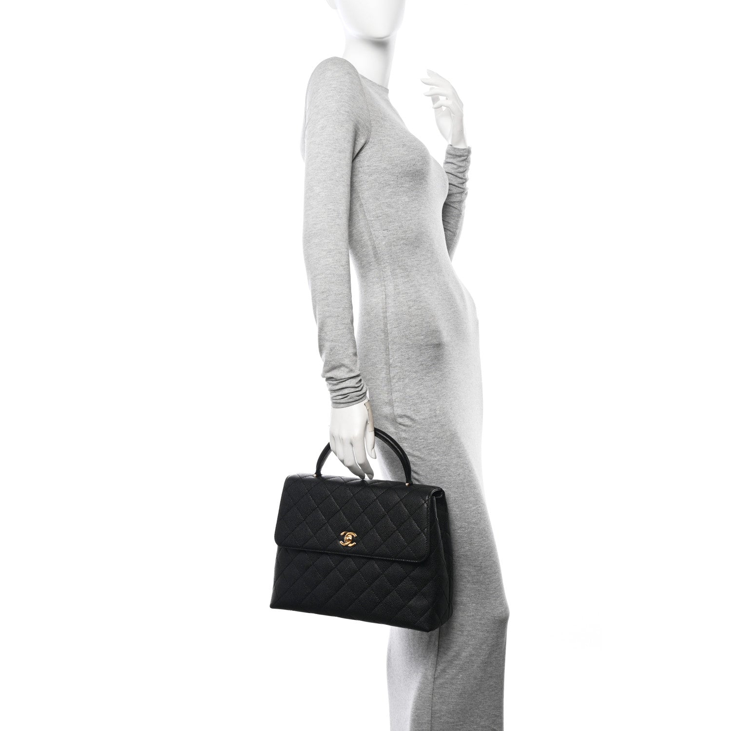 Chanel Caviar Quilted Jumbo Kelly Flap Black 2 of 14