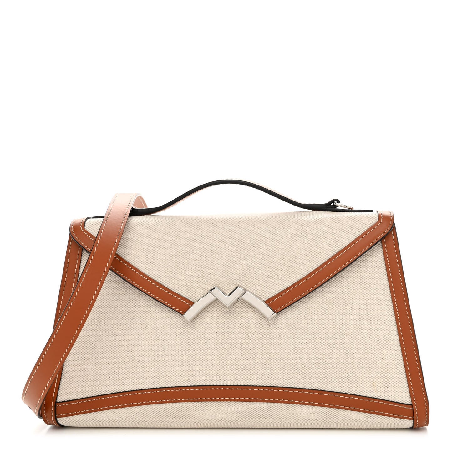 Cotton Canvas Linen Calfskin Gabrielle Clutch
