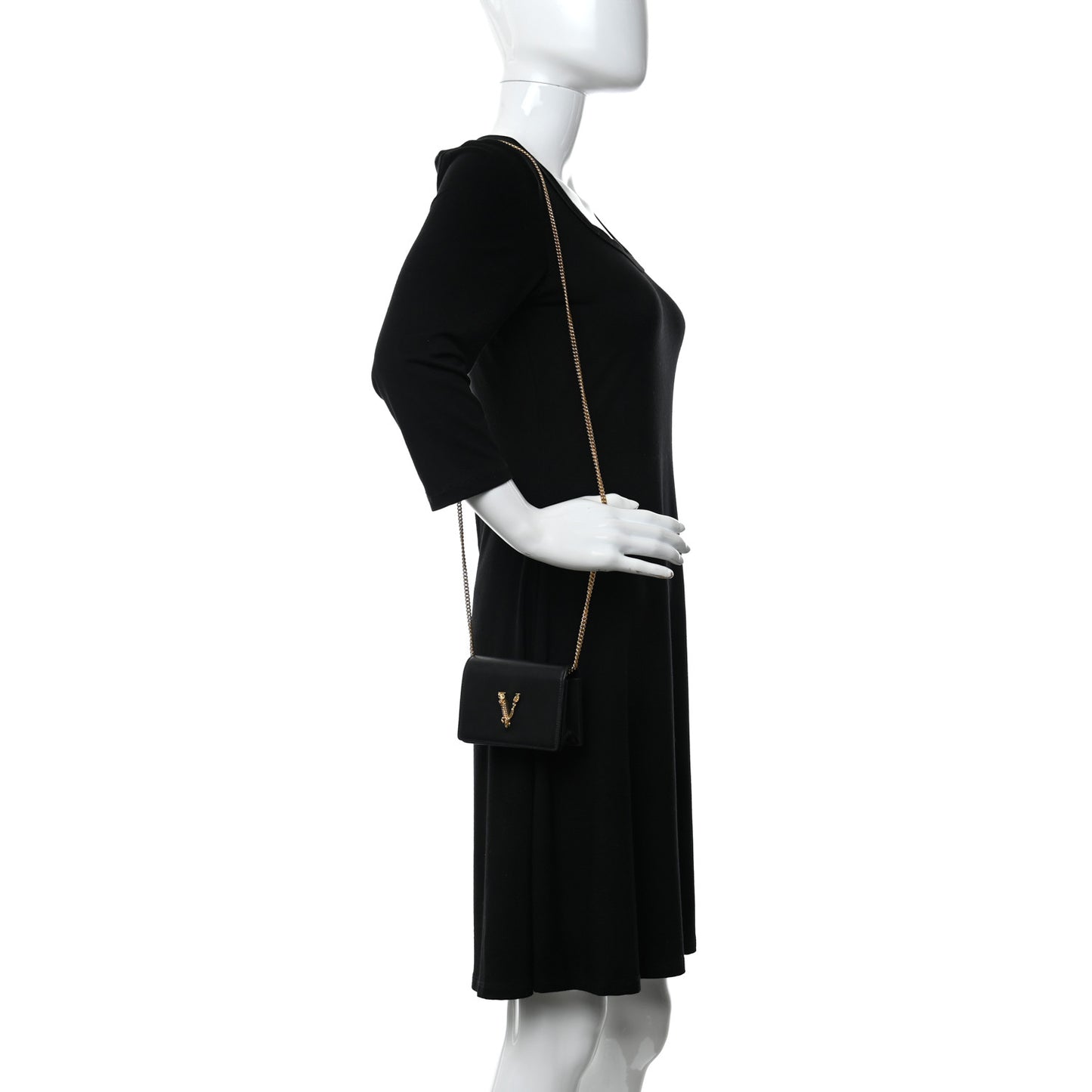 Vitello Mini Virtus Chain Clutch Black
