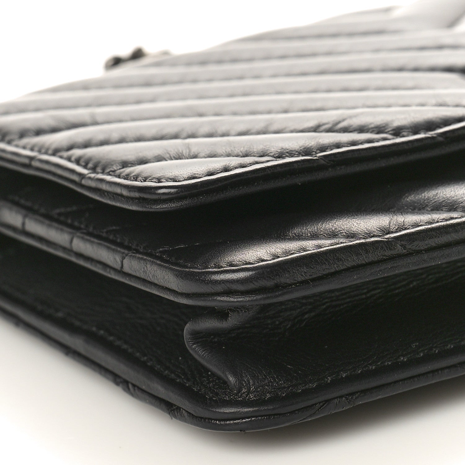 Chanel Aged Calfskin Chevron Quilted Reissue Wallet On Chain WOC Black 9 of 10
