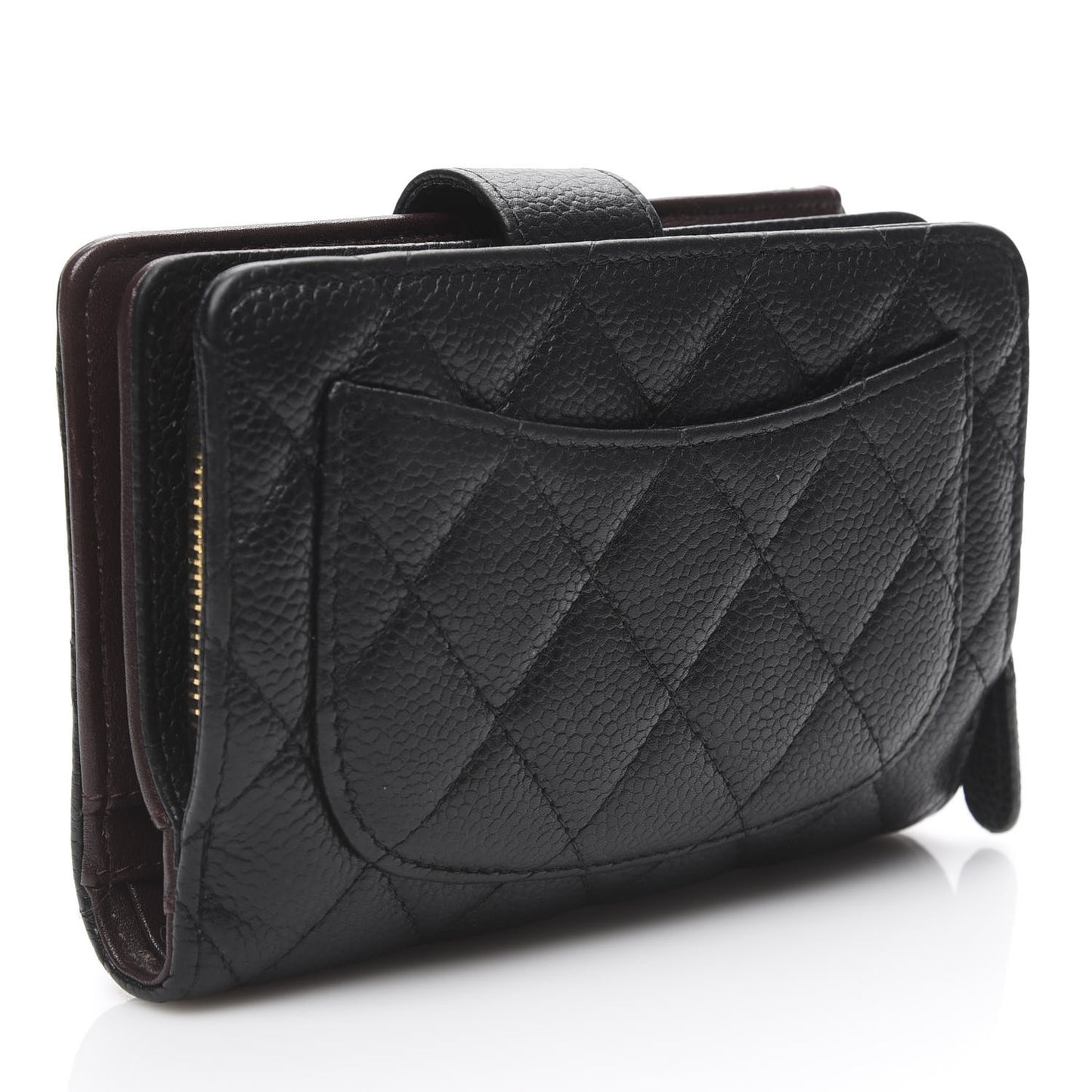 Caviar Quilted Zipped Pocket Wallet Black