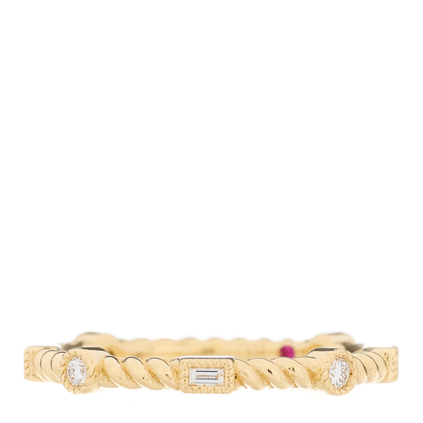18K Yellow Gold Diamond Rope Band Ring 53 6.25