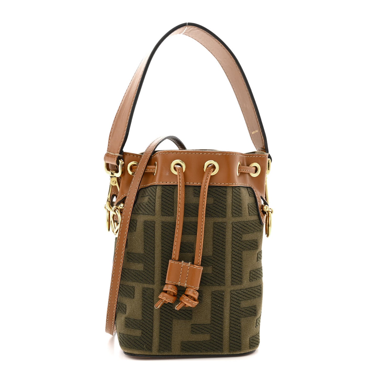 Canvas Vitello King F is Fendi FF Embroidered Mini Mon Tresor Bucket Bag Amazzonia Cuoio