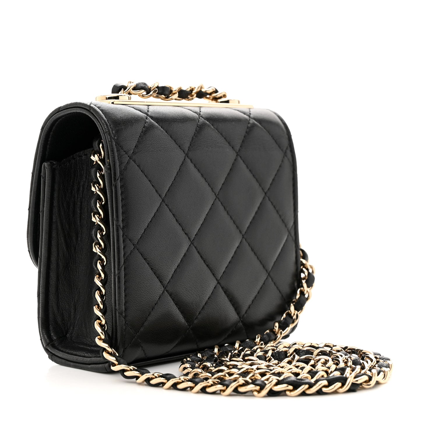 Lambskin Quilted Mini Trendy CC Chain Wallet Black
