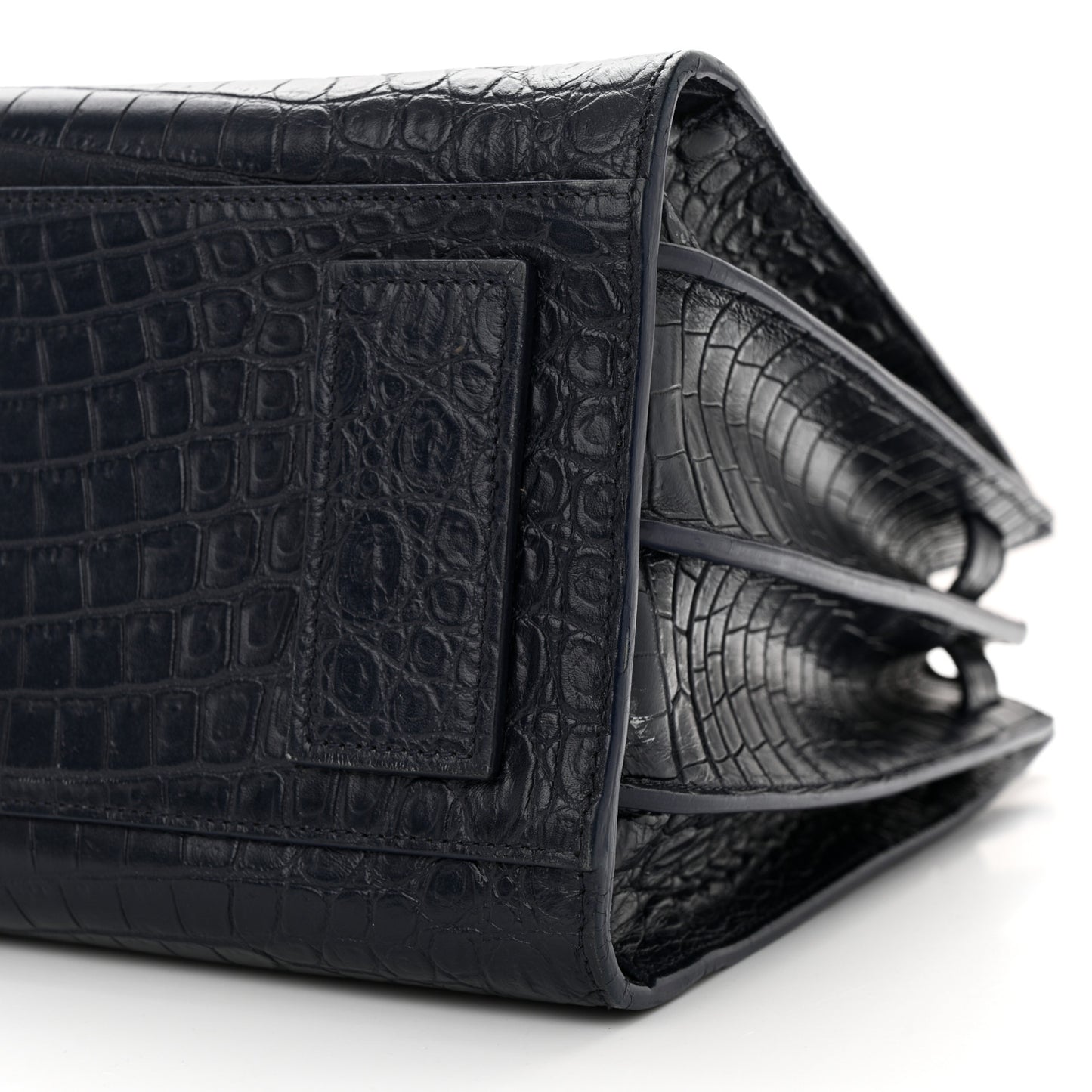 Calfskin Crocodile Embossed Small Supple Sac de Jour Navy