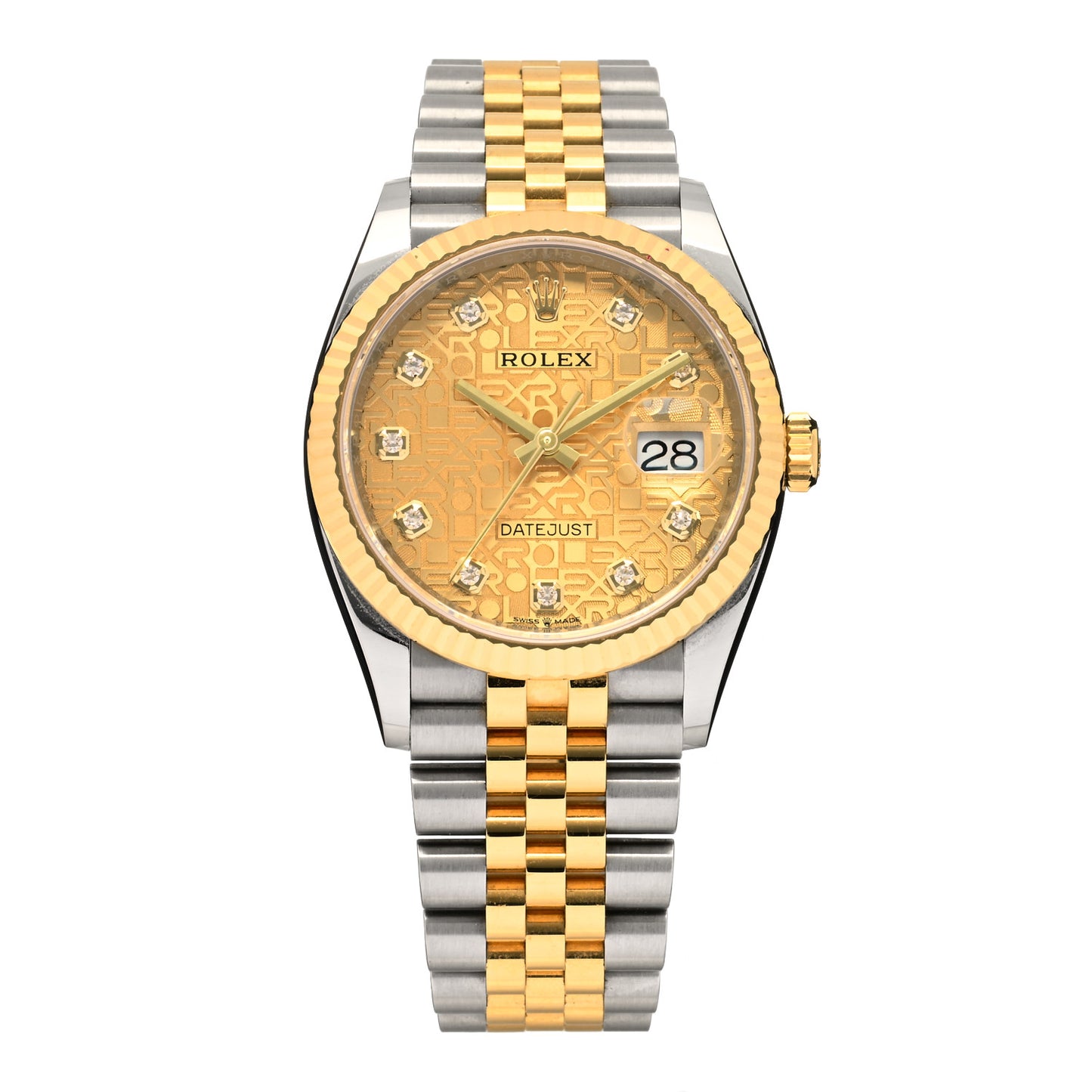 Stainless Steel 18K Yellow Gold Diamond 36mm Oyster Perpetual Datejust Watch Champagne Jubilee 126233