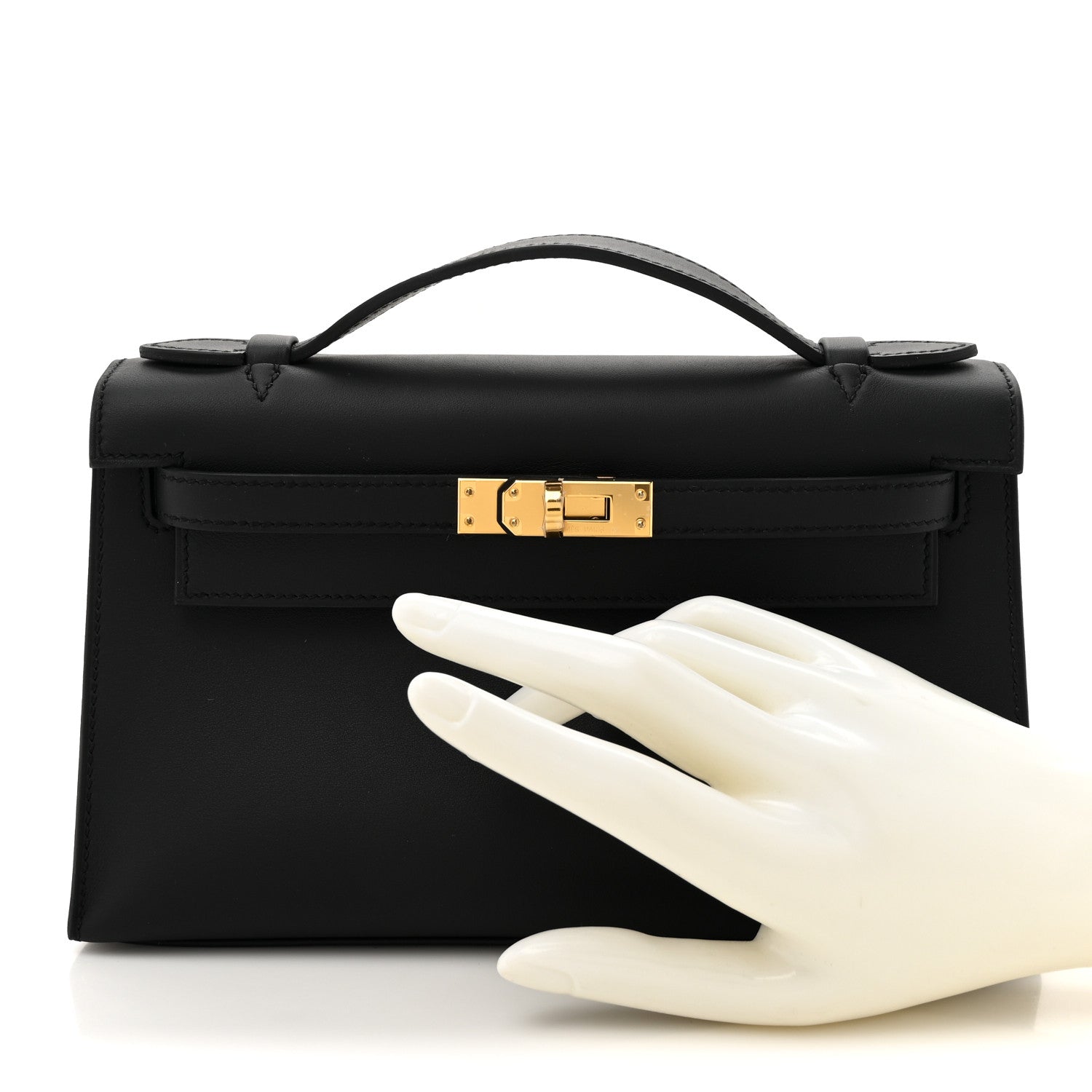 Hermes Swift Kelly Pochette Clutch Black 2 of 8