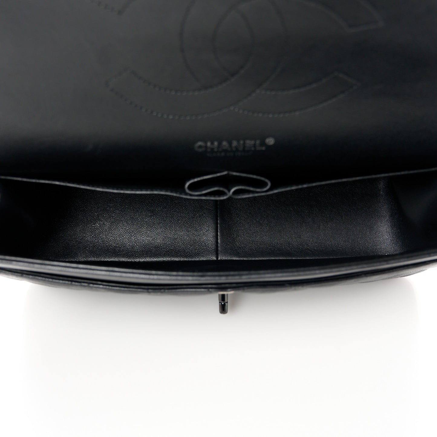 Crumpled Calfskin Quilted Jumbo Double Flap So Black