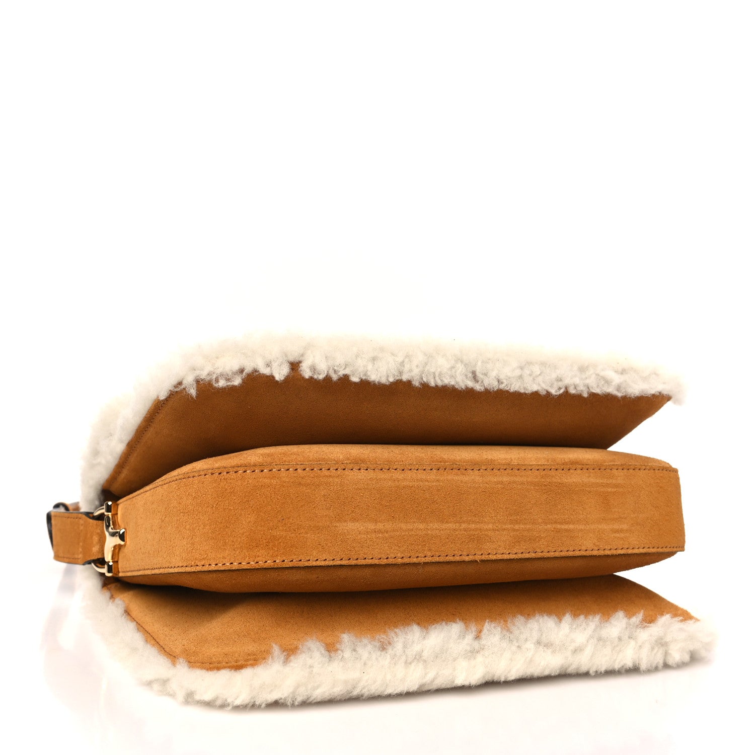 Gucci Suede Shearling Horsebit 1955 Shoulder Bag Brown Sugar 4 of 11