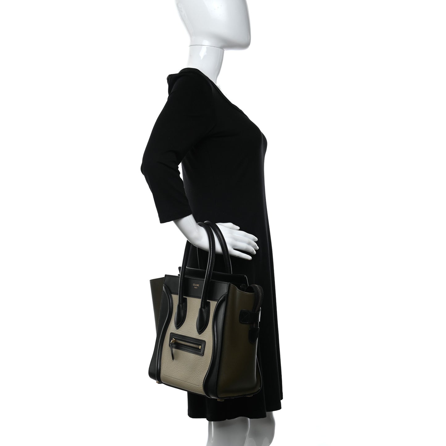 Textured Calfskin Micro Tri-Color Luggage Olive