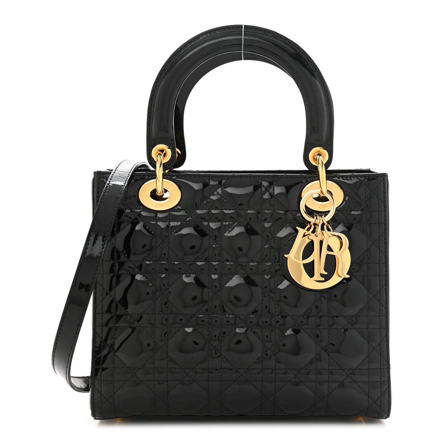 Patent Cannage Medium Lady Dior Black