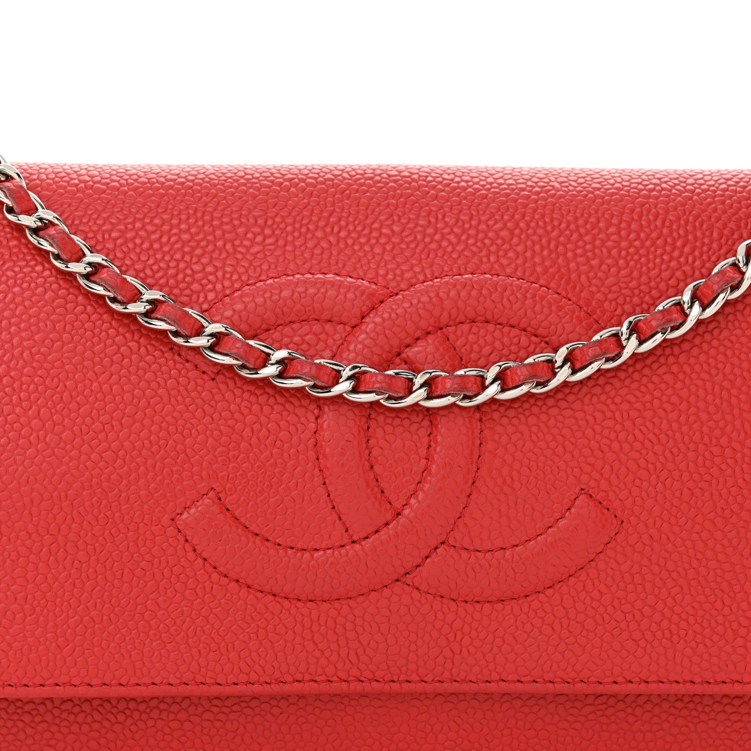 Chanel Caviar Timeless CC Wallet On Chain WOC Red 9 of 14