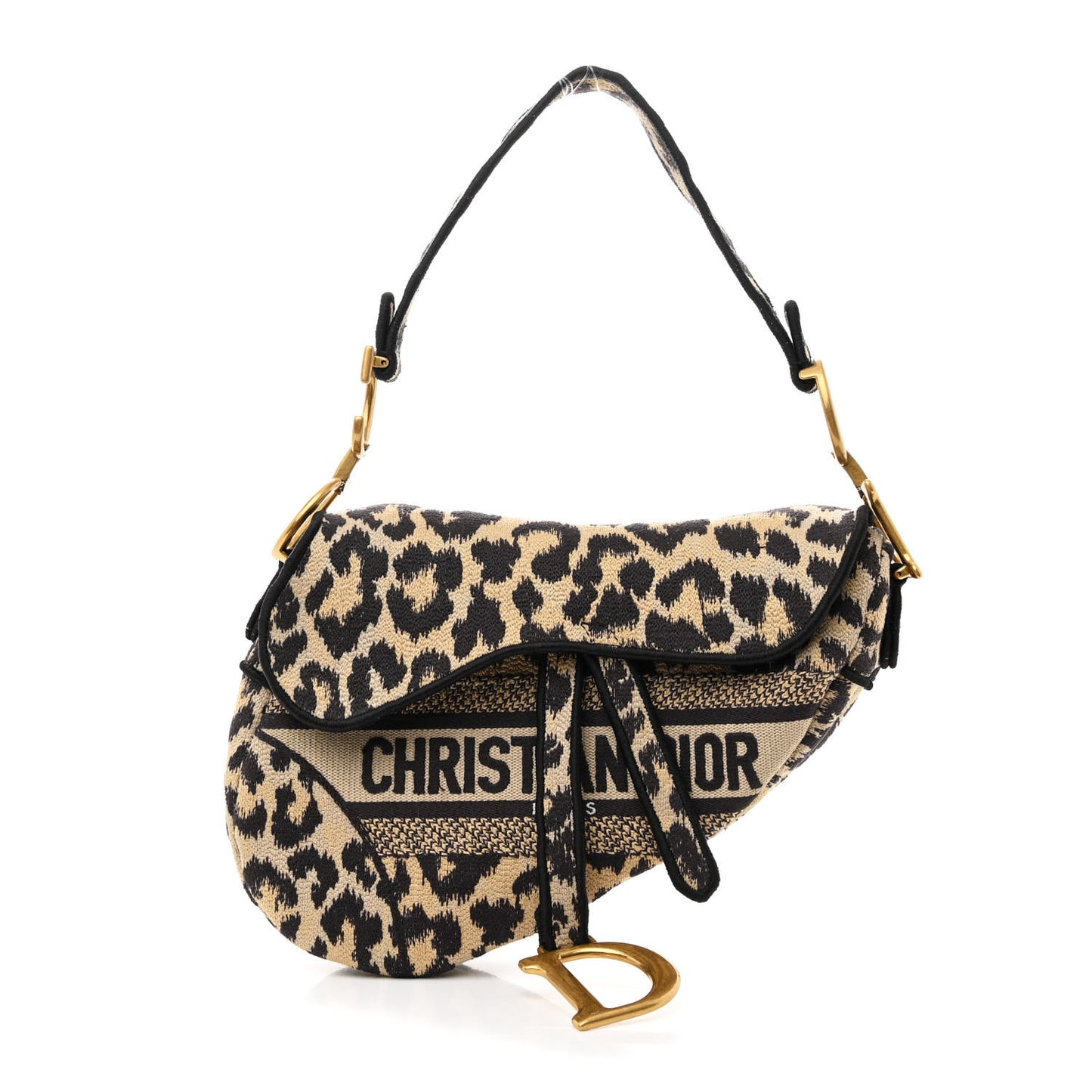 Canvas Mizza Embroidered Saddle Bag Beige Multicolor
