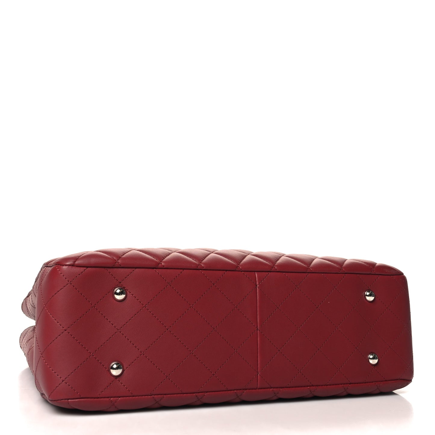 Calfskin Quilted Large Classic Shopping Tote Burgundy