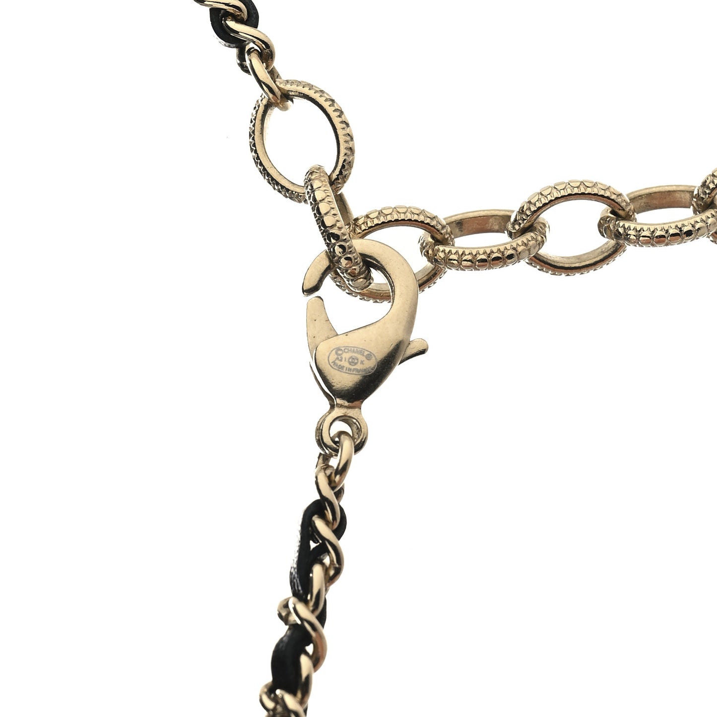 Metal Lambskin CC Crystal Locket Necklace Red