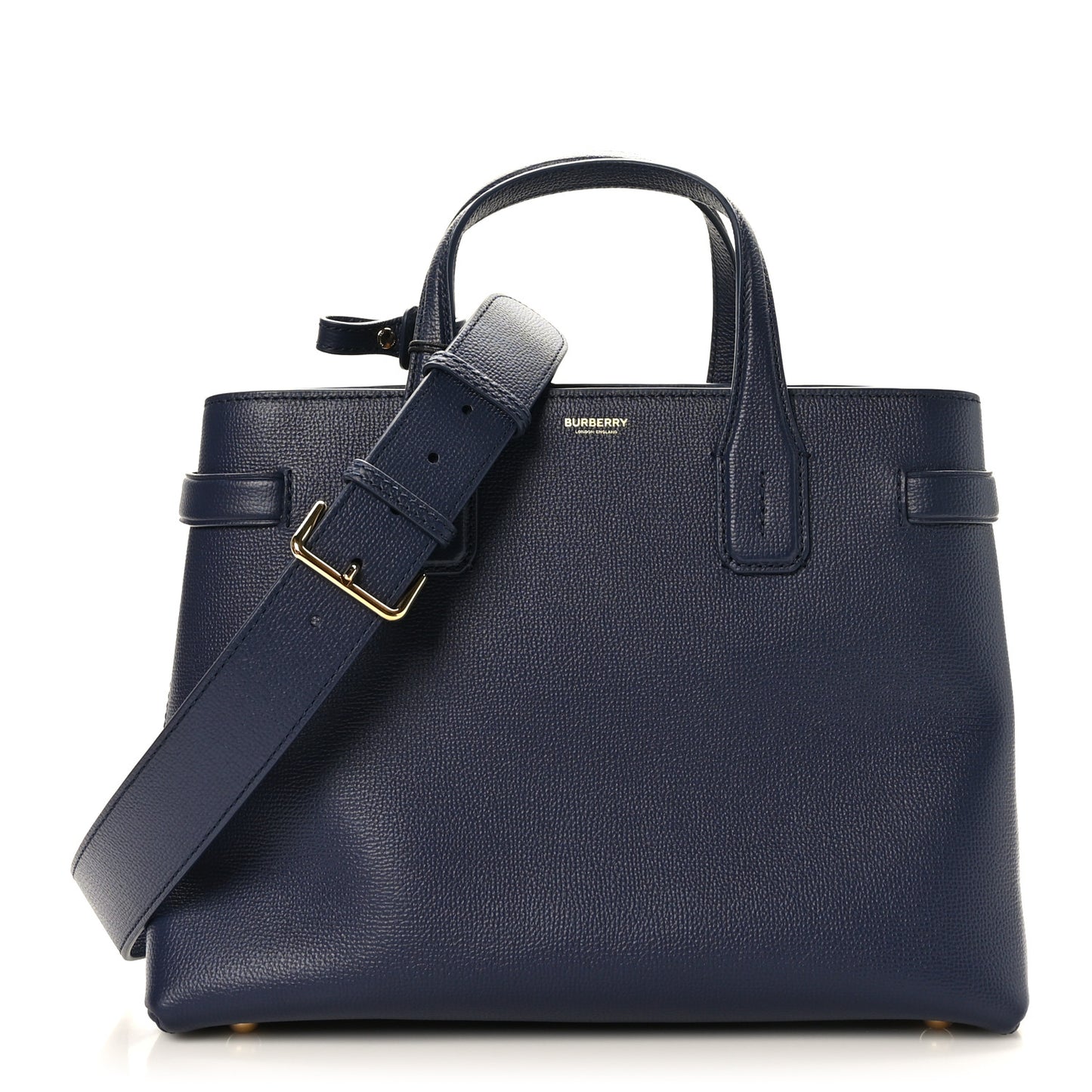 Derby Calfskin House Check Medium Banner Tote Ink Blue