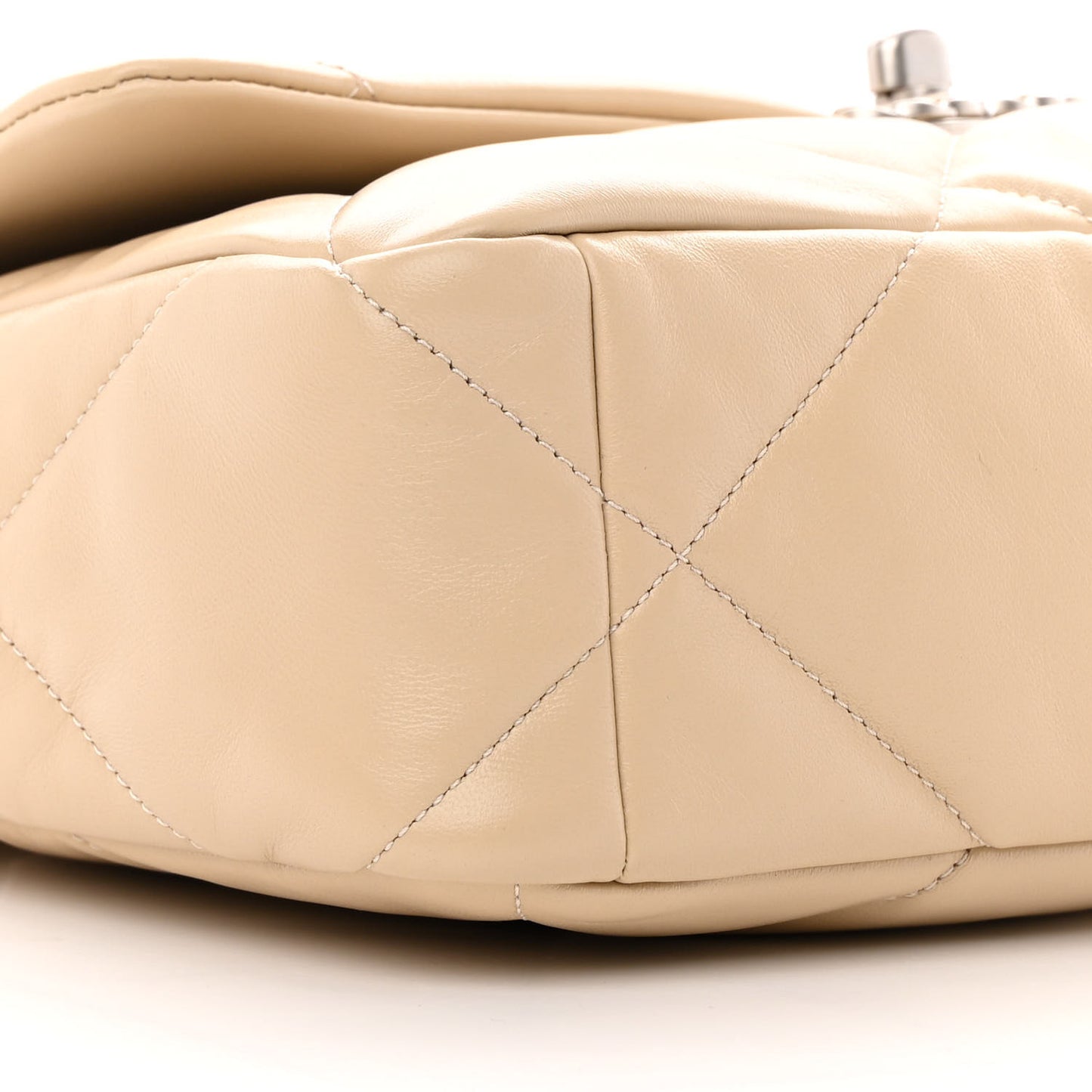 Lambskin Quilted Large Chanel 19 Flap Beige