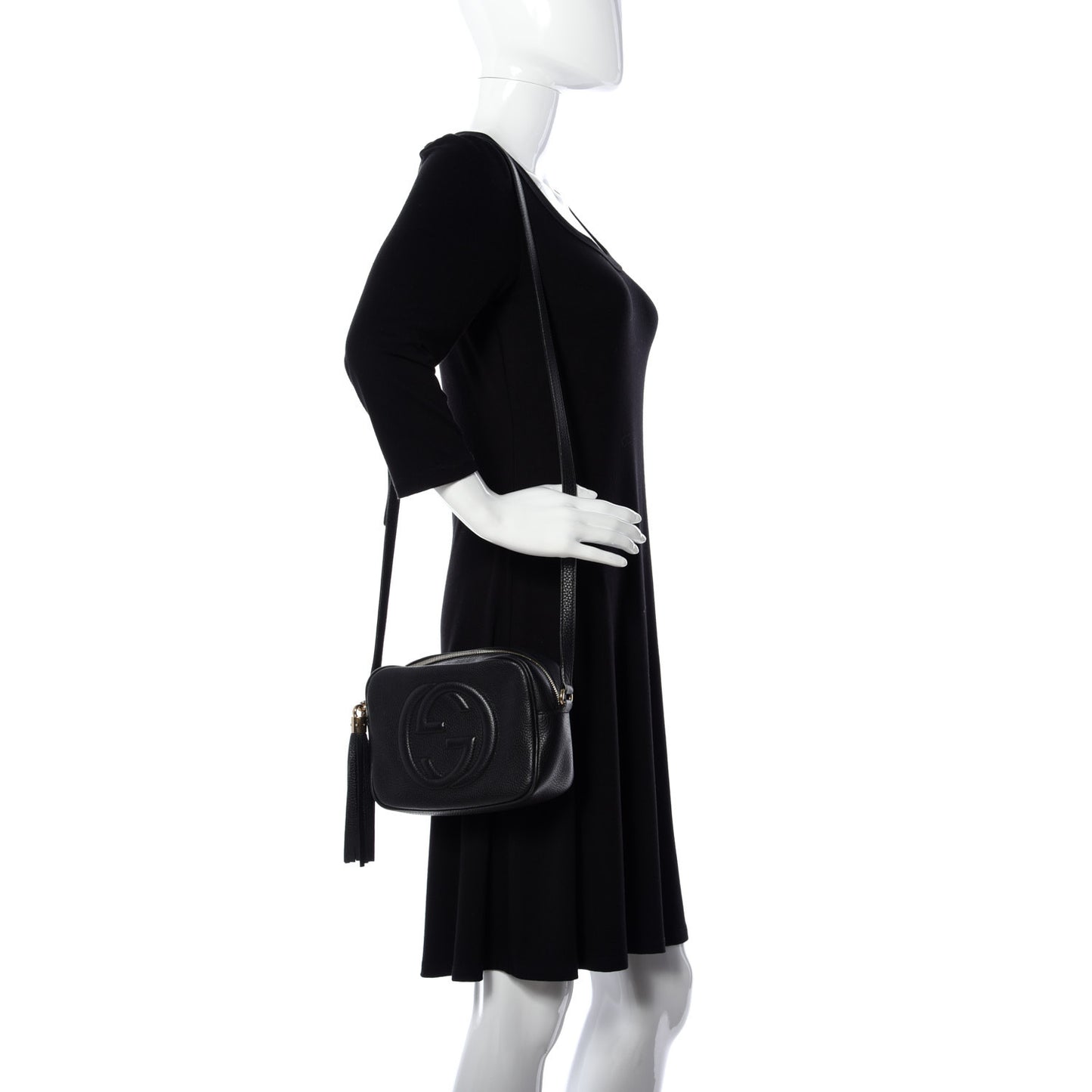 Pebbled Calfskin Small Soho Disco Bag Black