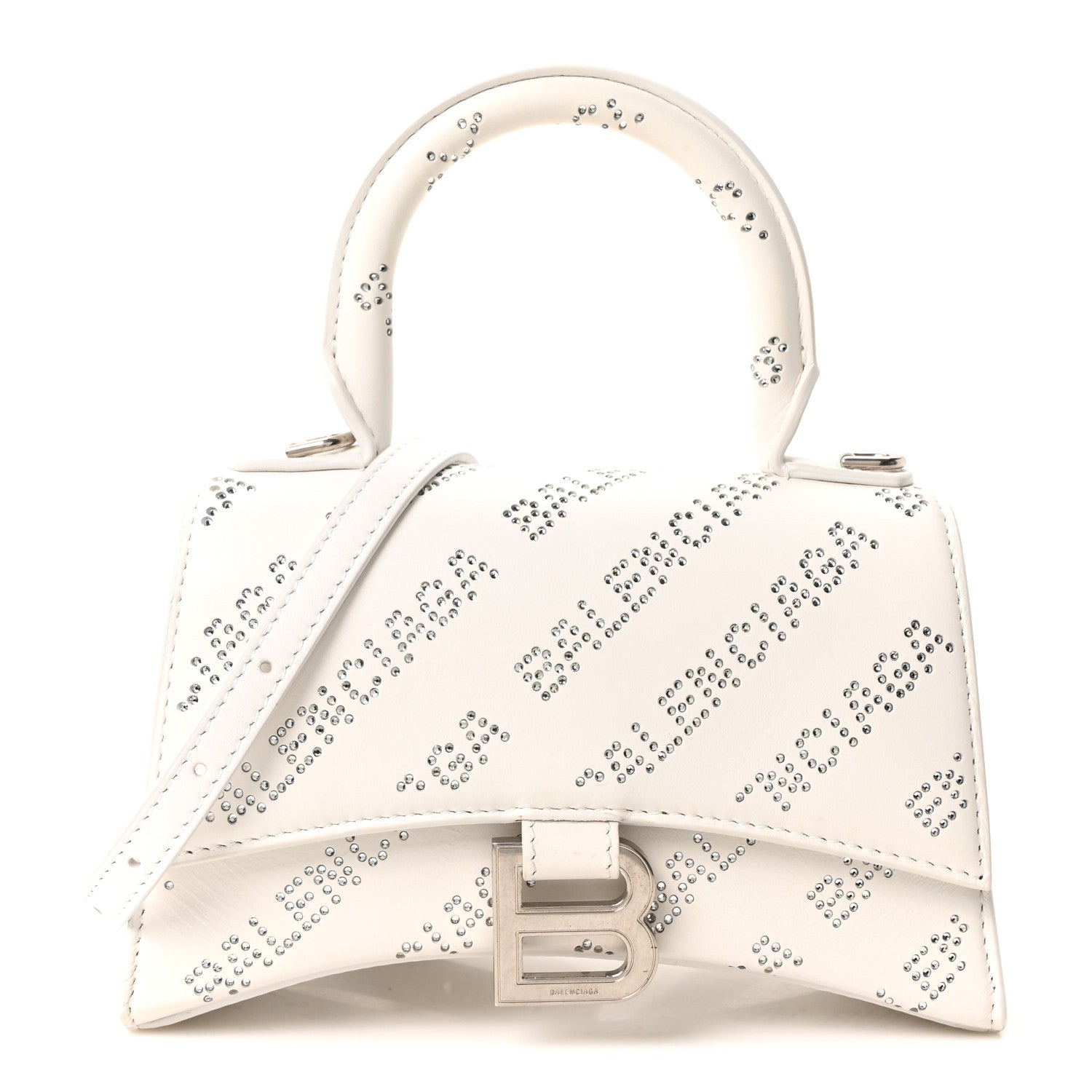 Balenciaga Smooth Calfskin Crystal Diagonal Allover Logo Hourglass