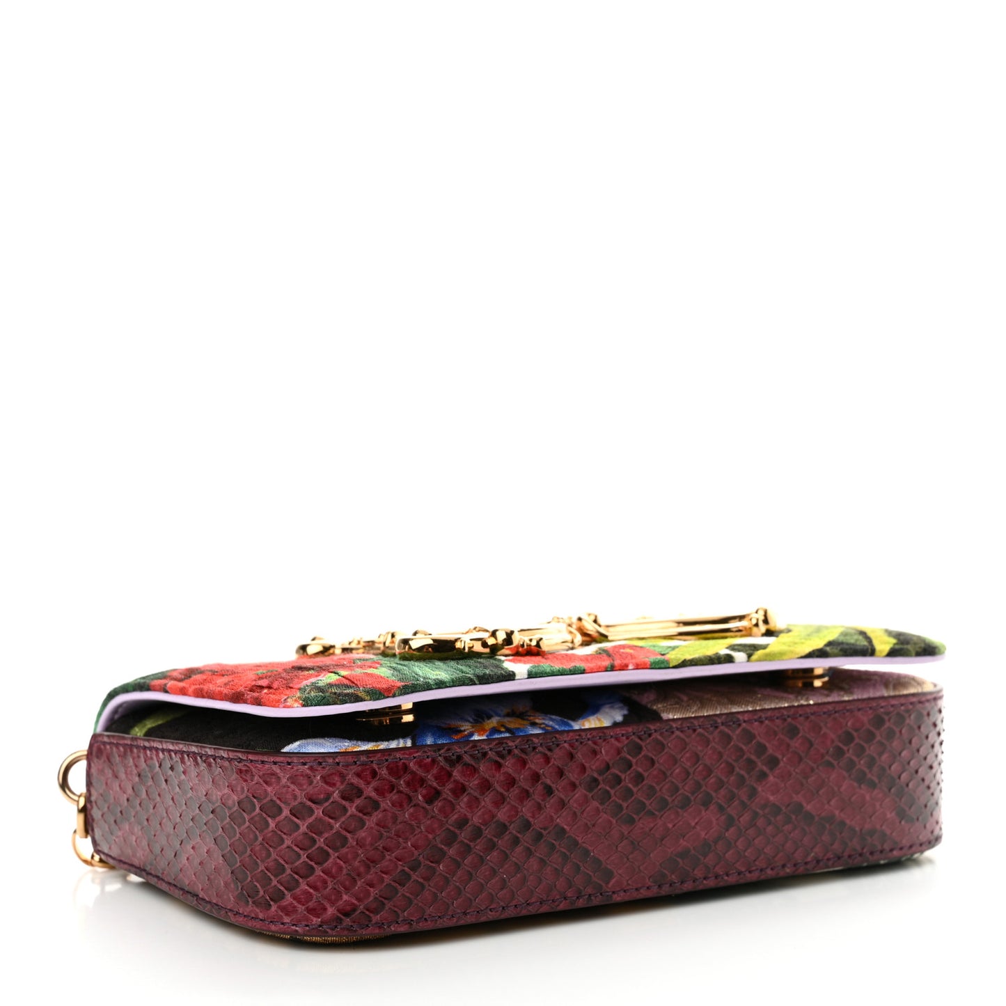 DOLCE GABBANA Patchwork Snakeskin Brocade DG Girls Shoulder Bag Multicolor