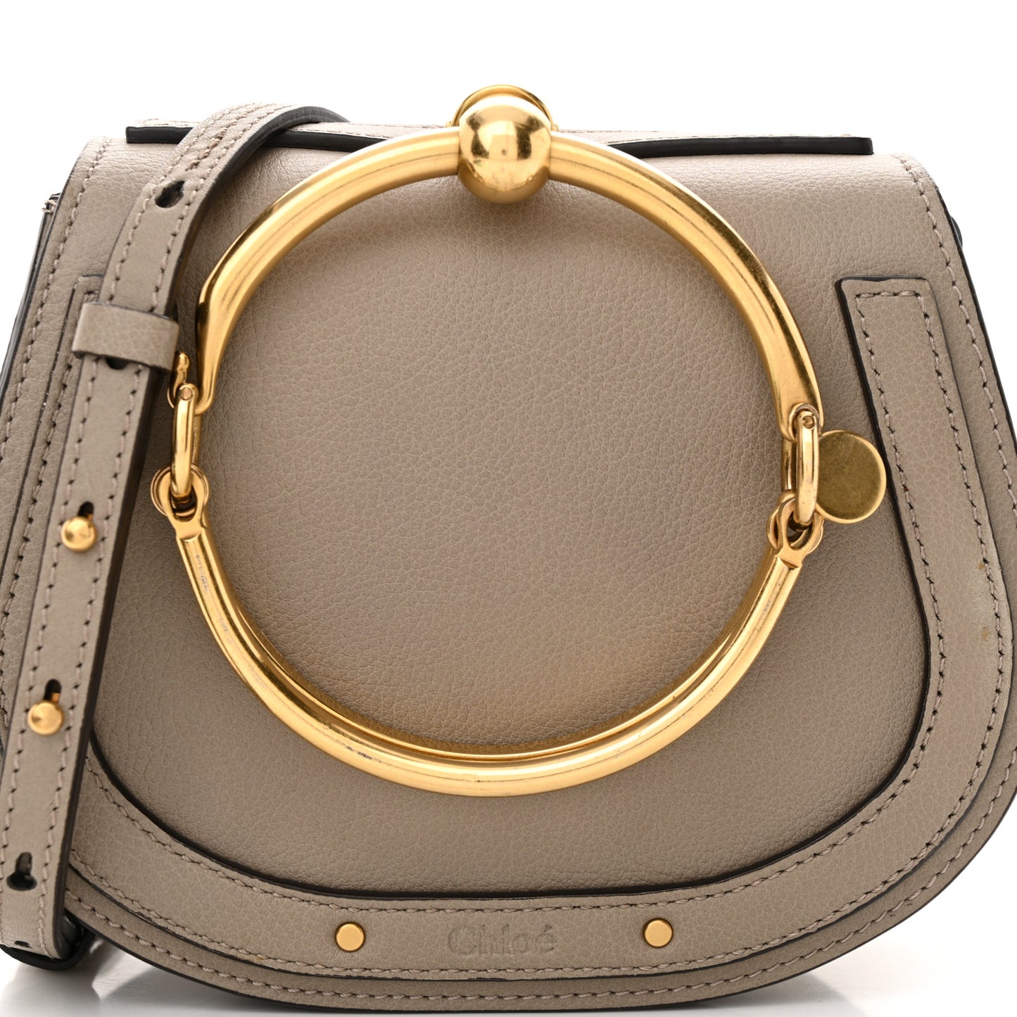Calfskin Suede Small Nile Bracelet Bag Motty Grey