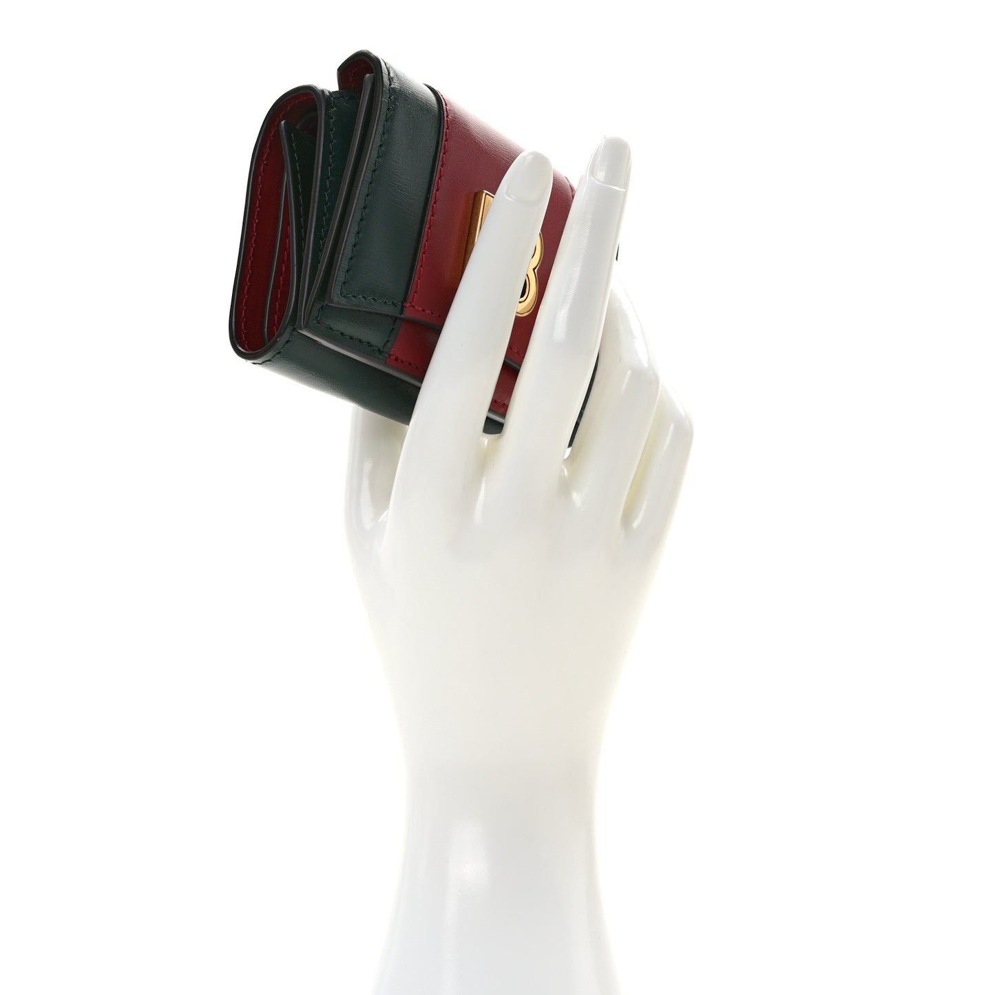 X Balenciaga Calfskin Web Card Case Wallet Beige Ebony