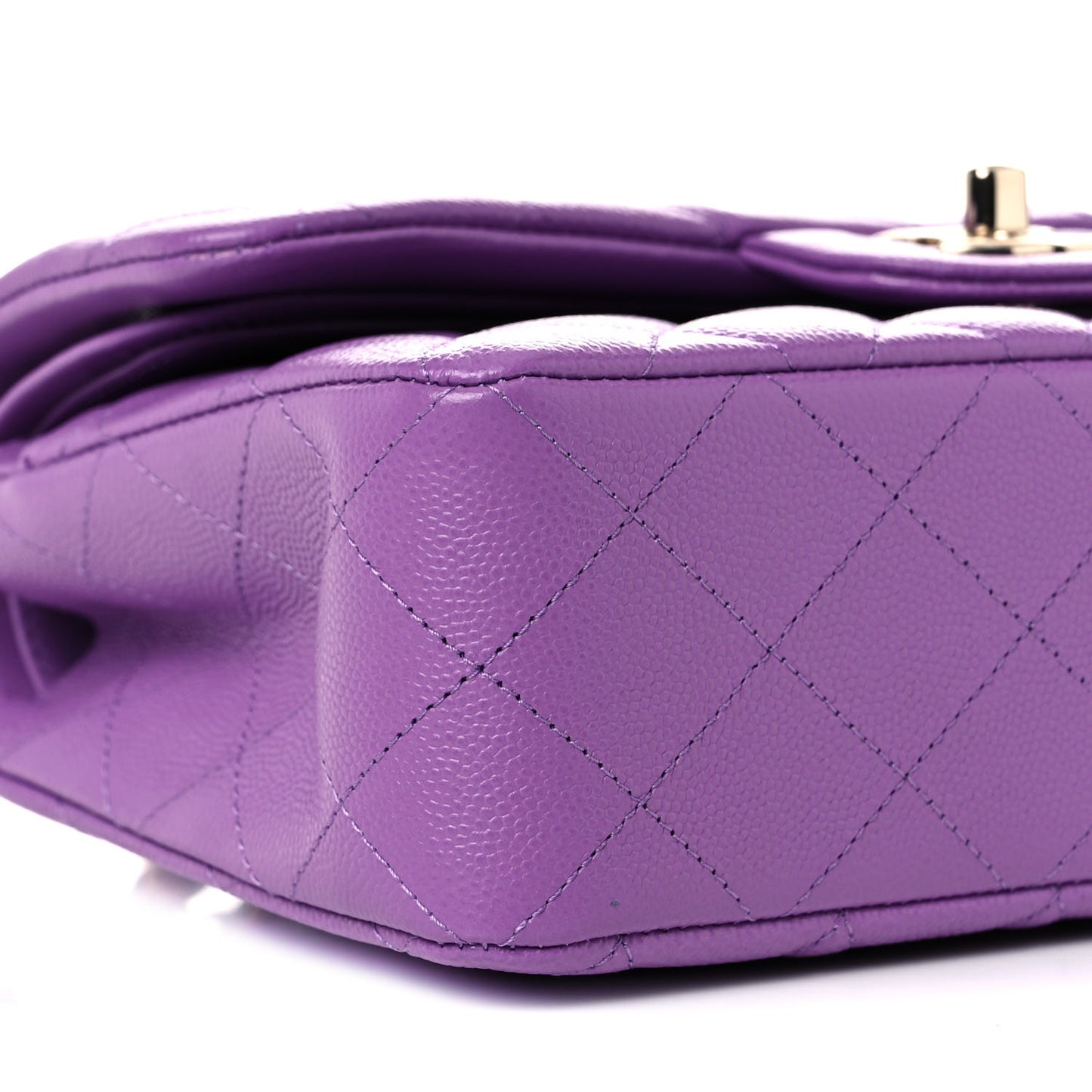 Caviar Quilted Small Double Flap Purple