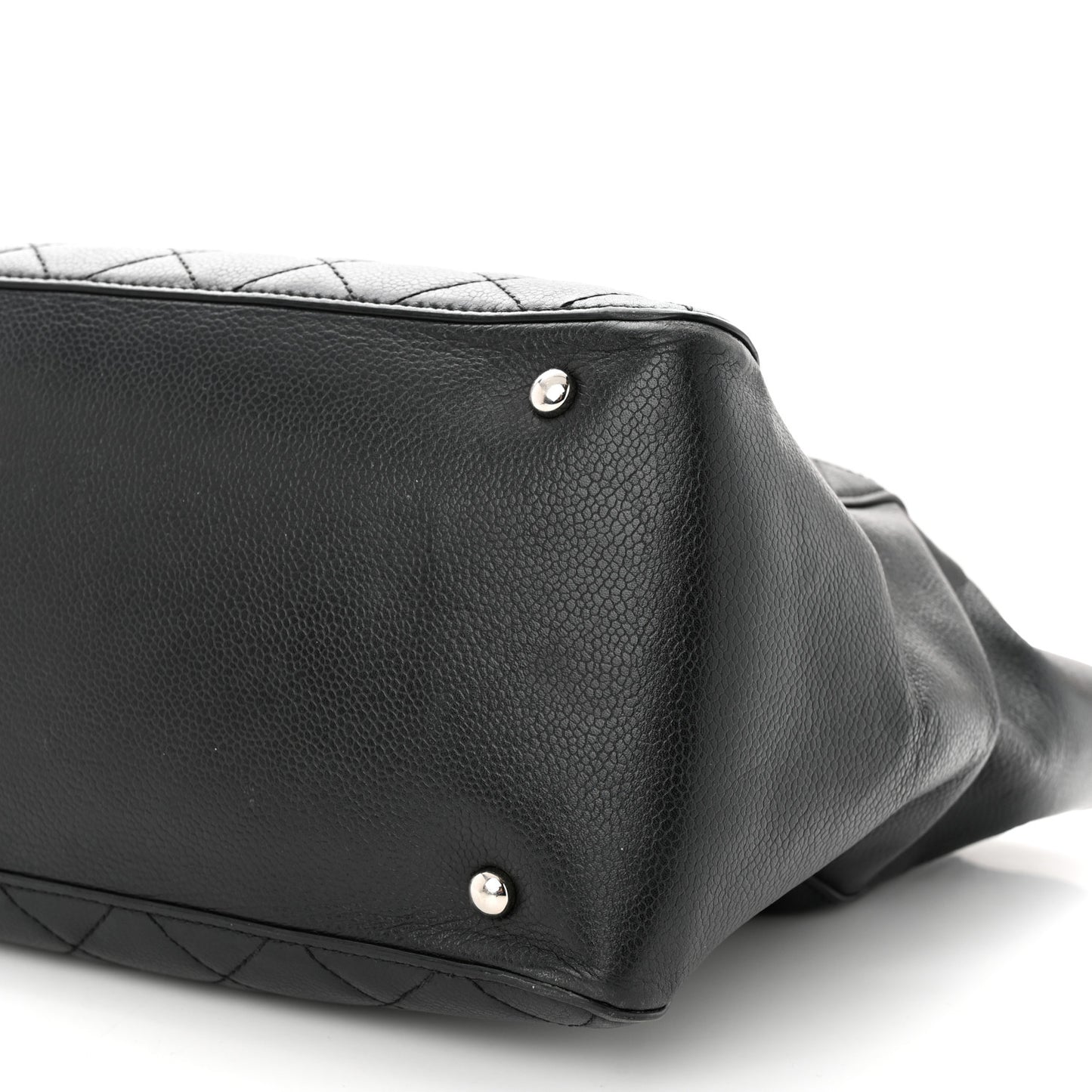 Caviar Quilted Large CC Box Shopping Tote Black