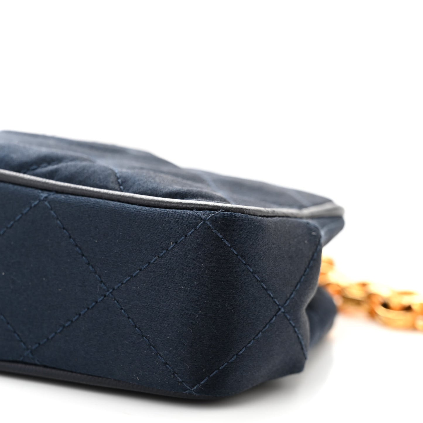 Satin Quilted CC Kisslock Clutch Blue